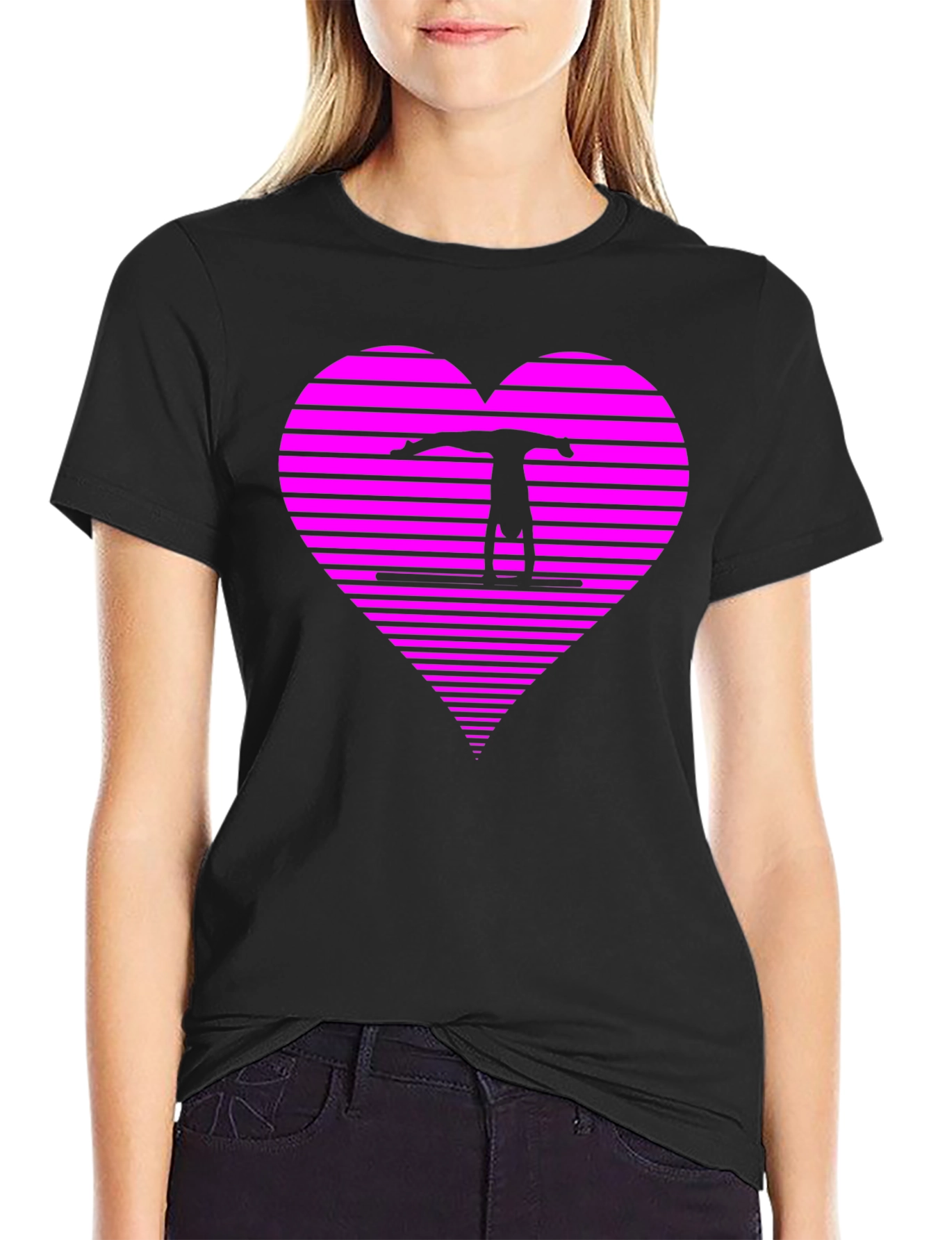 Black Gymnast Heart T-Shirt - Black view 2