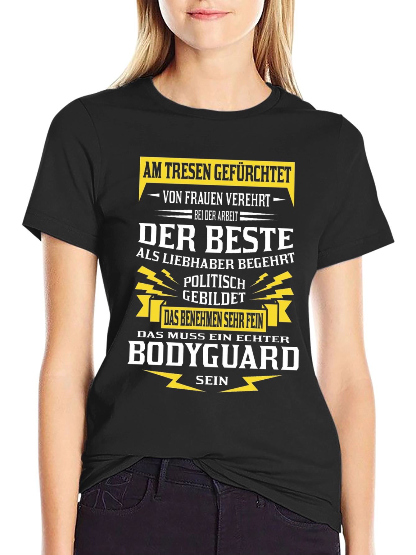 Black Humorous Bodyguard T-Shirt view 2