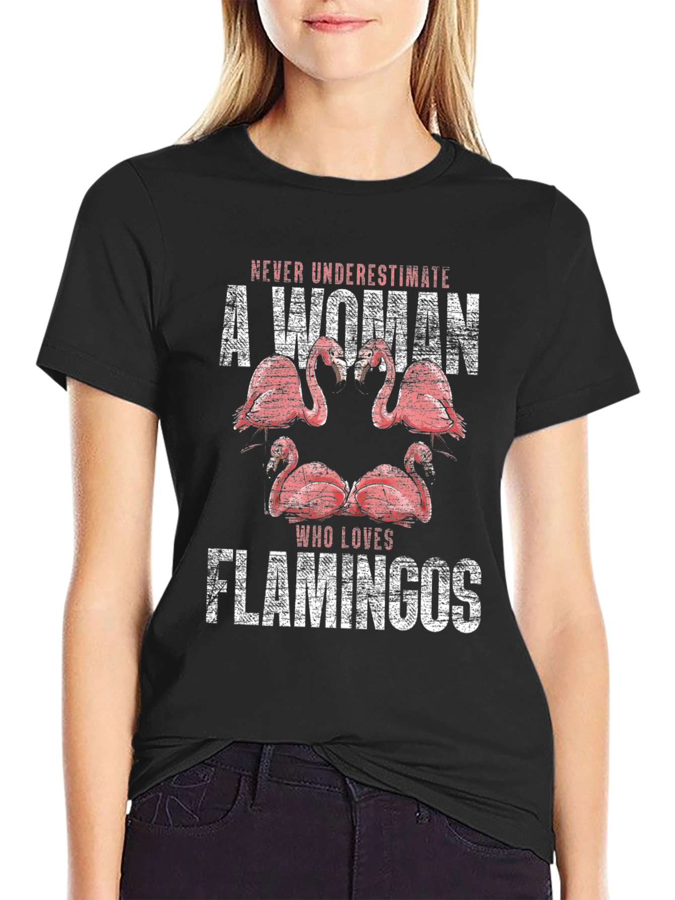 Black Flamingo Lover Graphic Tee - Never Underestimate view 2