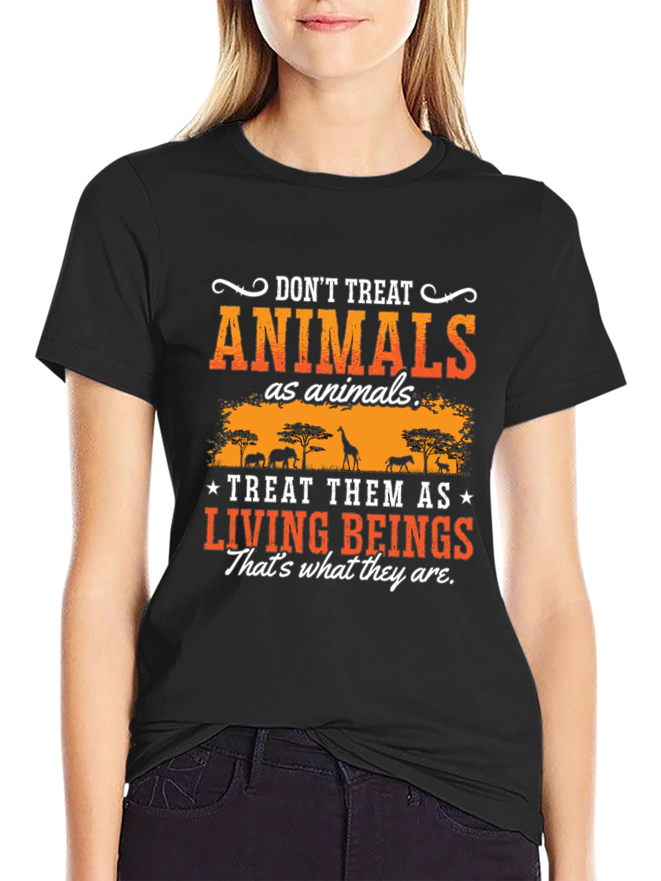 Black Don't Treat Animals T-Shirt view 2