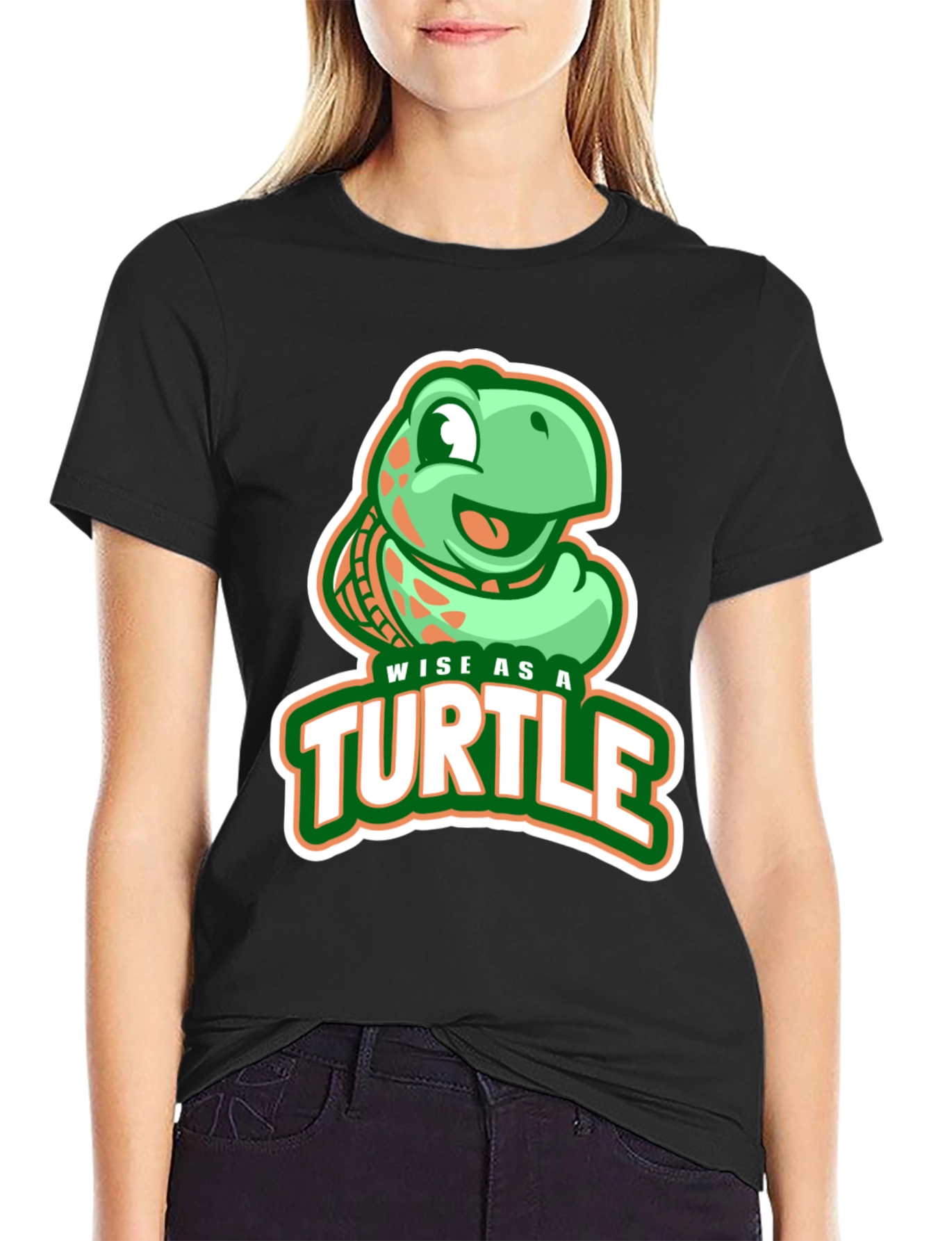 Black Wise as a Turtle Graphic T-Shirt view 2