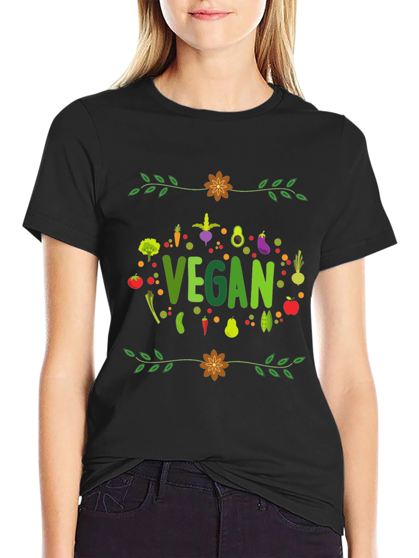 Black Vegan T-Shirt - Plant-Based Lifestyle Tee view 2