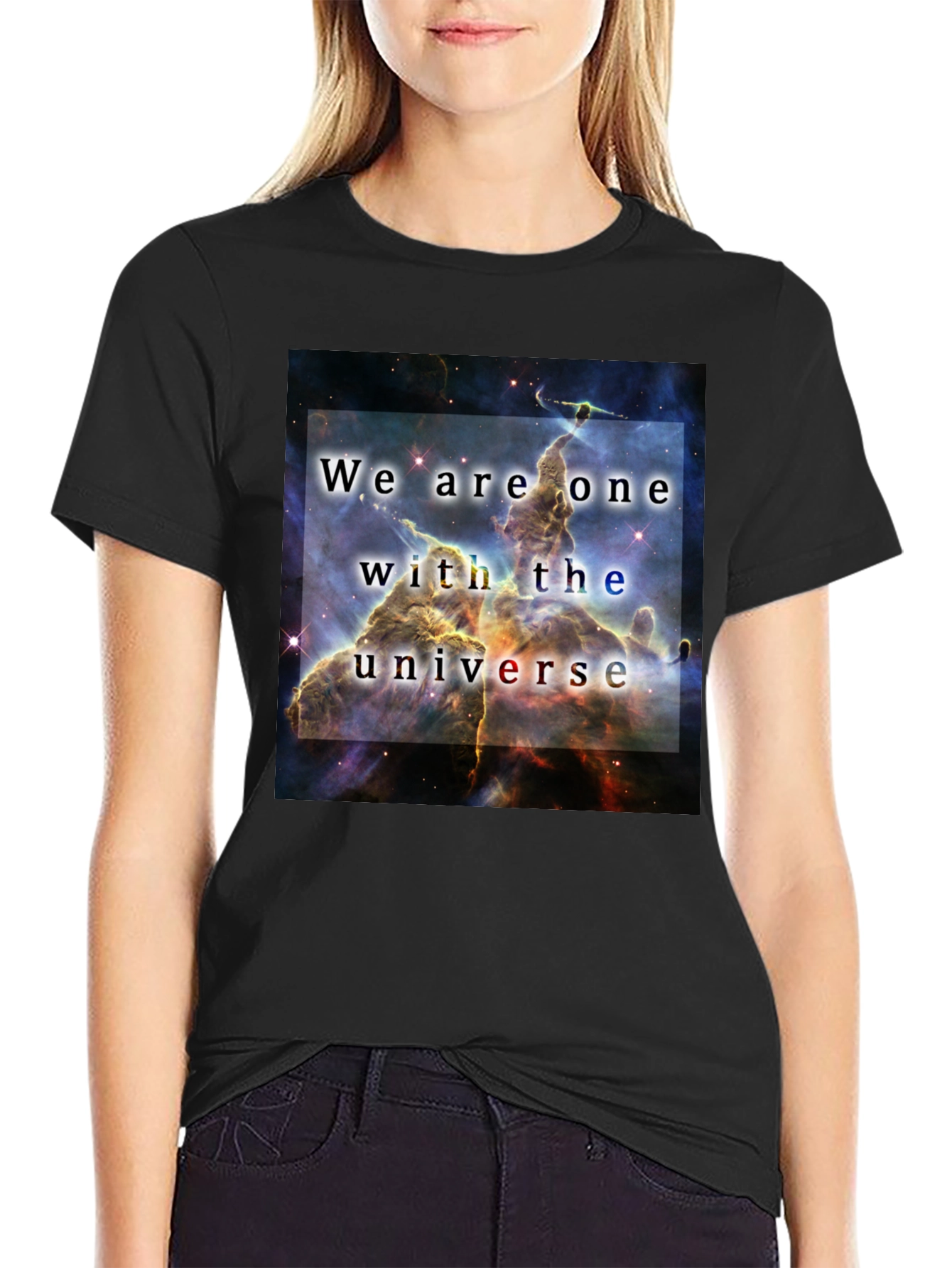 Black We Are One With The Universe Graphic T-Shirt view 2