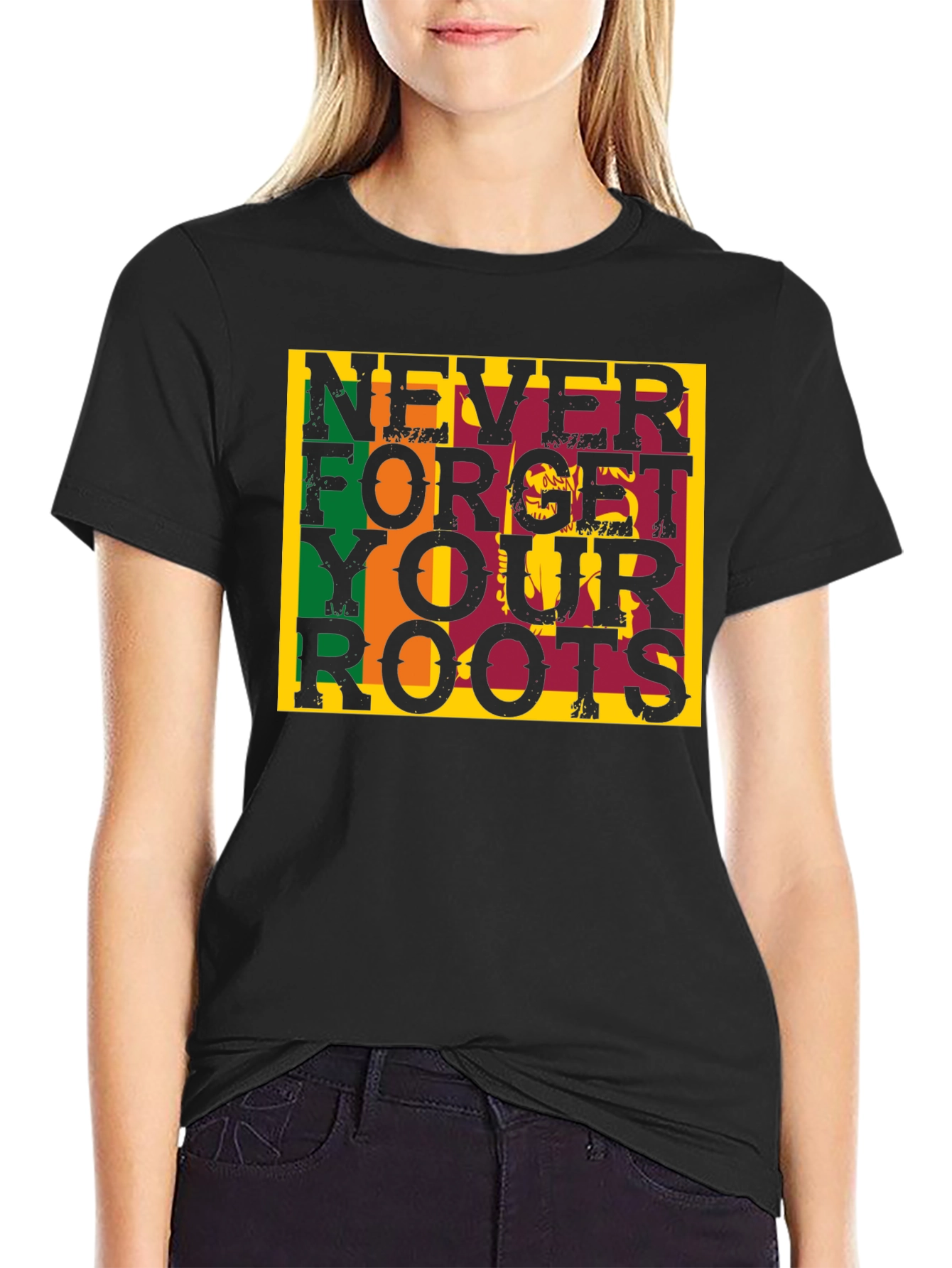 Black Never Forget Your Roots Graphic Tee view 2