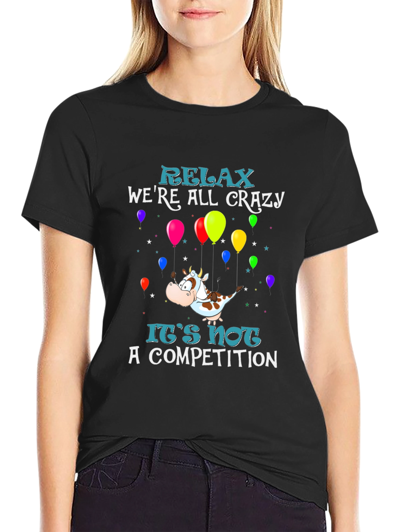 Black Relax We're All Crazy Graphic Tee view 2