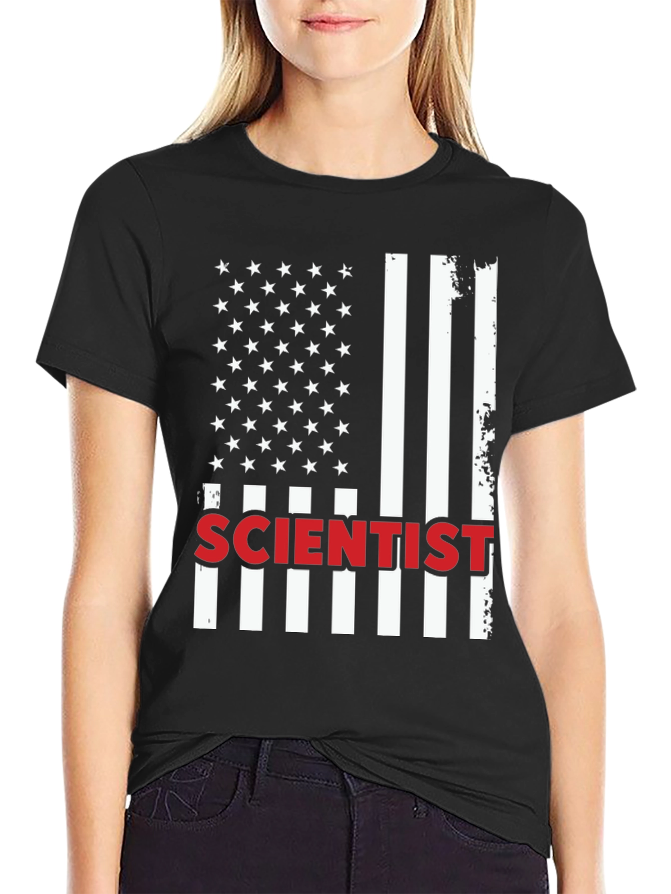 Black Scientist USA Flag Graphic T-Shirt view 2