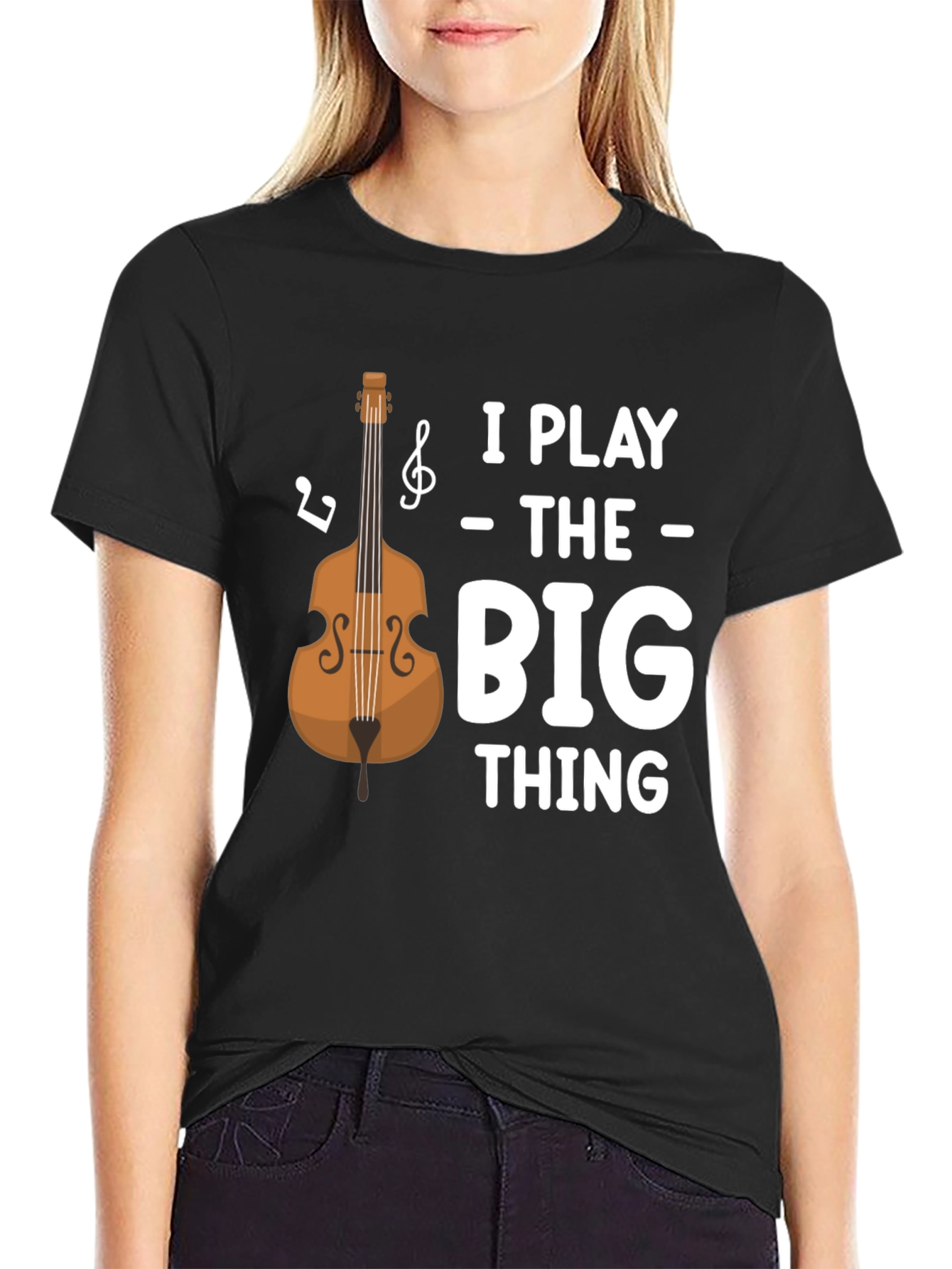 Black I Play the Big Thing T-Shirt - Bass Guitar Tee view 2