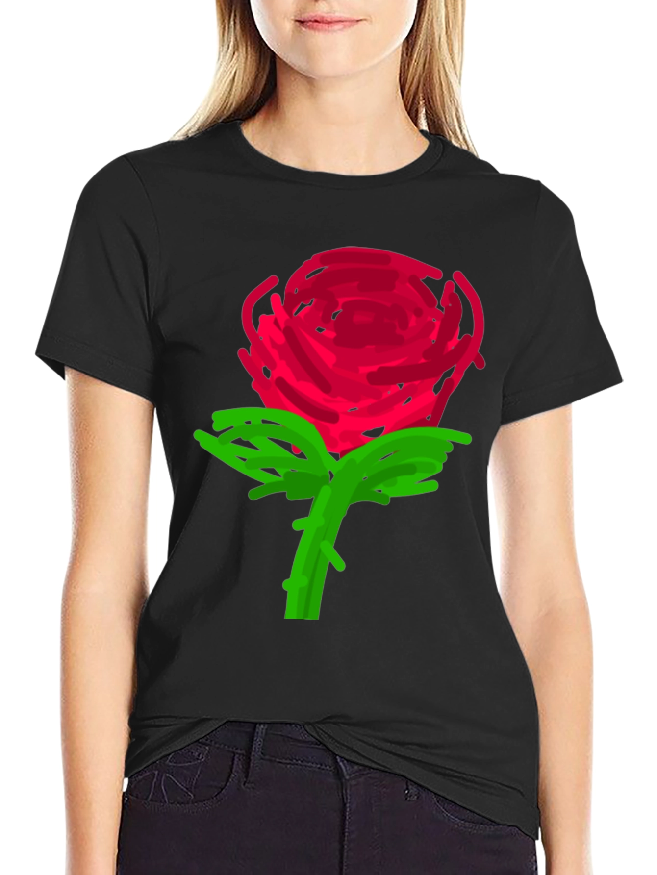 Rose Graphic Black T-Shirt - 2