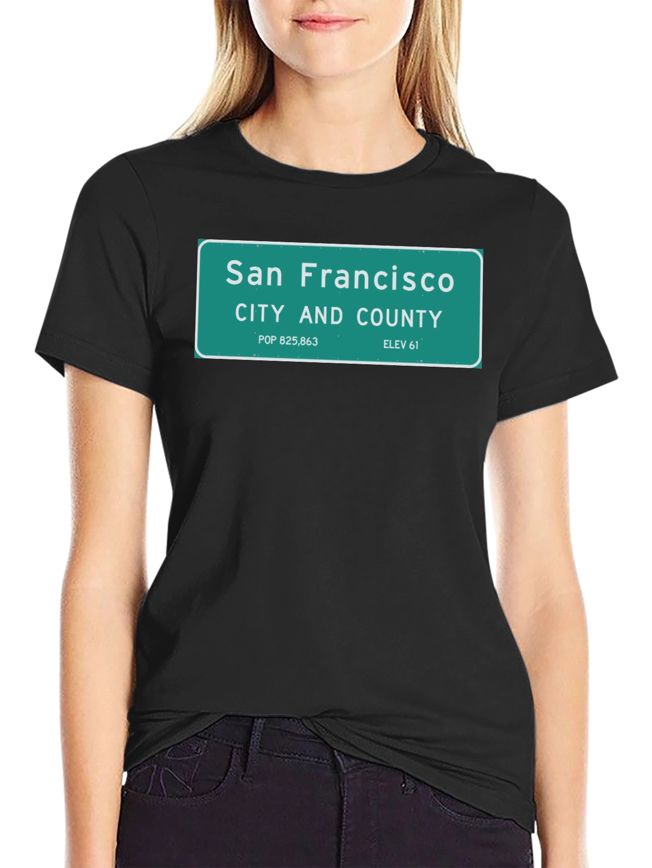 Black San Francisco City Sign T-Shirt - Black view 2