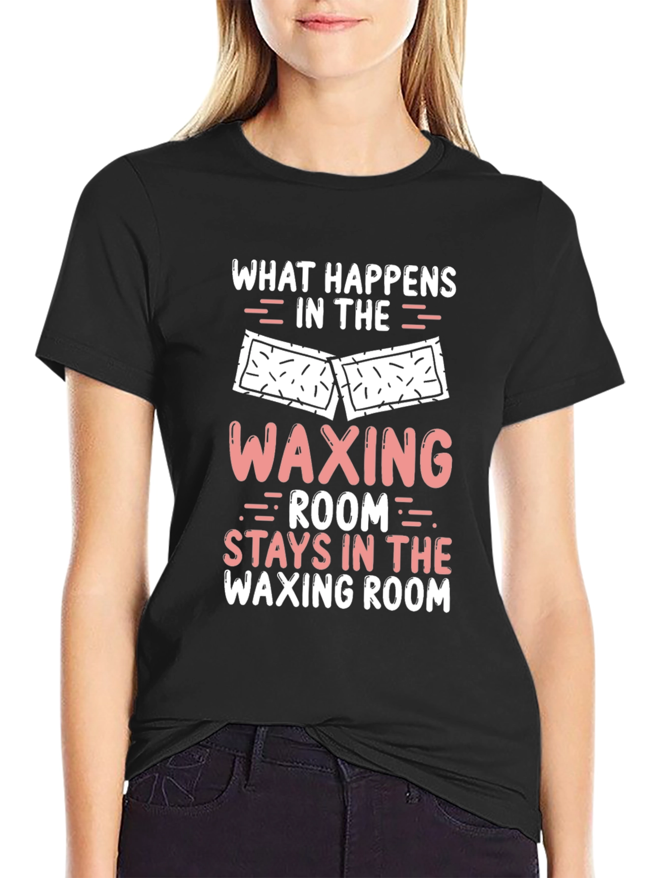 Black Waxing Room T-Shirt - What Happens Stays Funny Tee view 2
