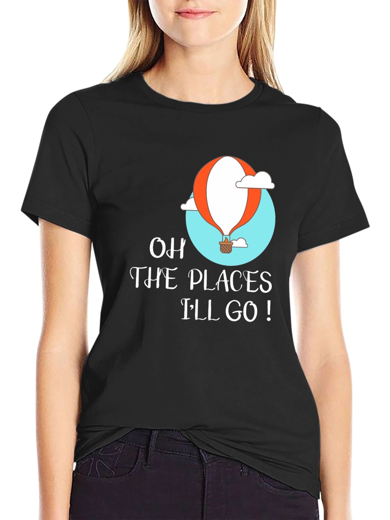 Black Oh The Places I'll Go T-Shirt, Travel Tee view 2