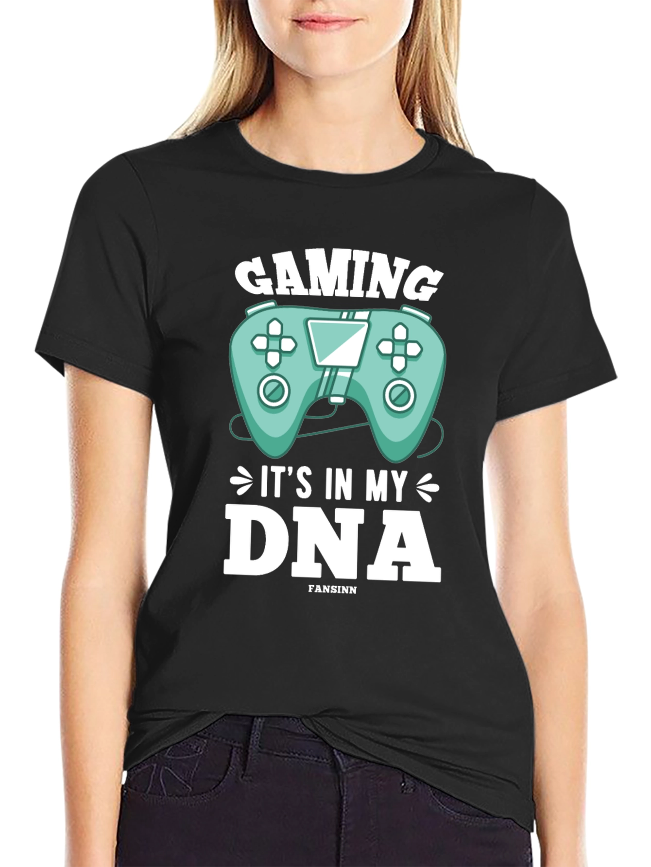 Black Gaming DNA T-Shirt - Gamer Gift view 2