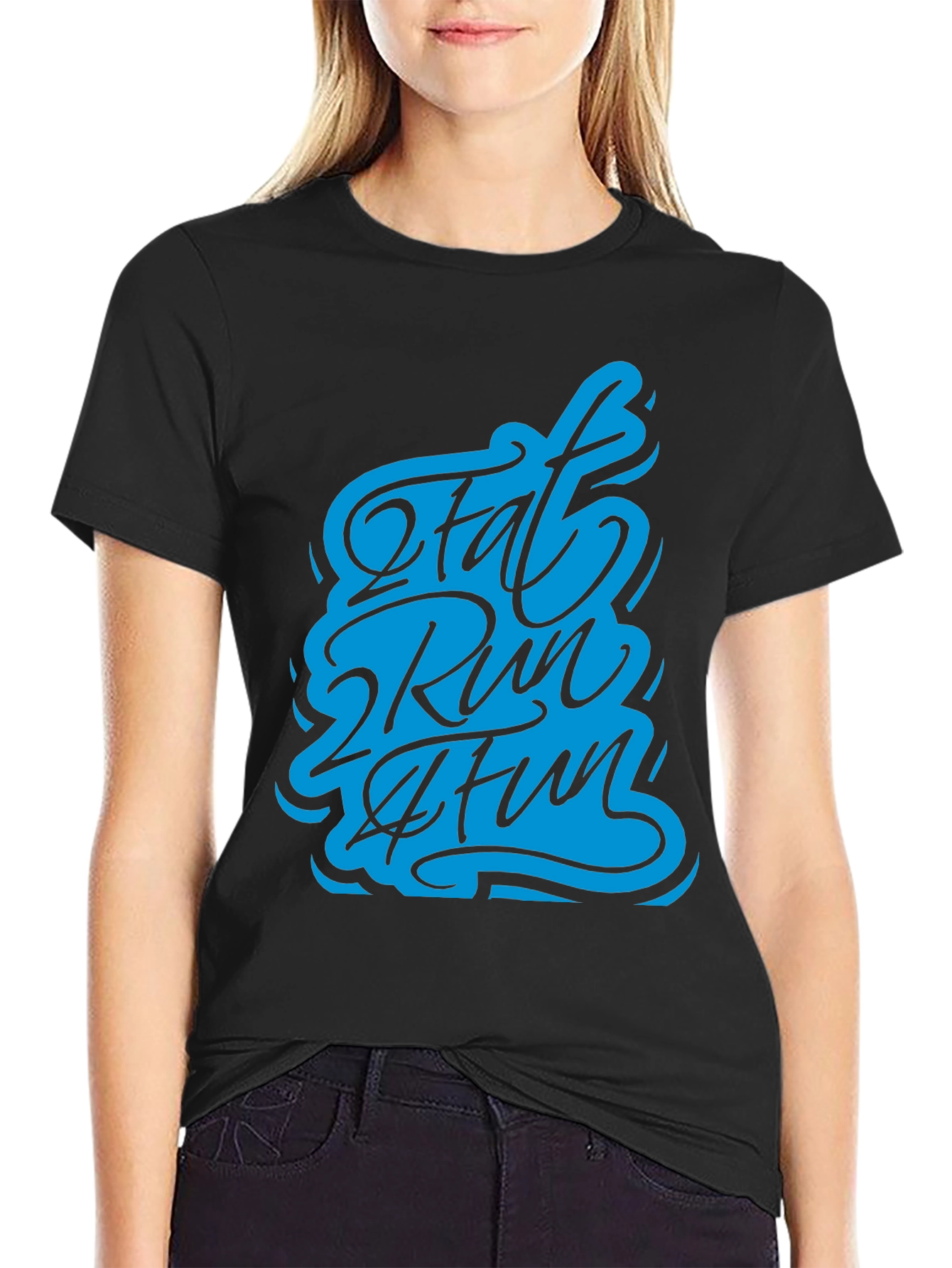 Black Fat 2 Run 2 Fun Graphic T-Shirt - Black view 2