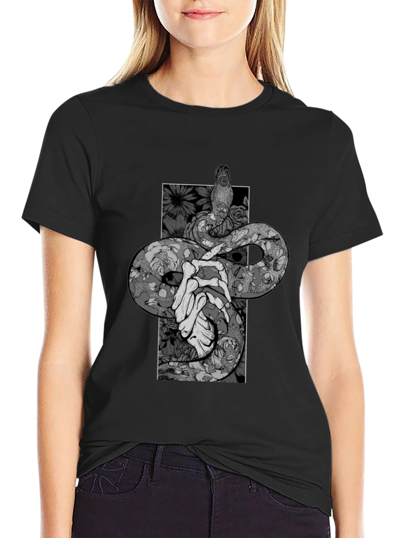 Black Snake & Bones Graphic Black T-Shirt view 2