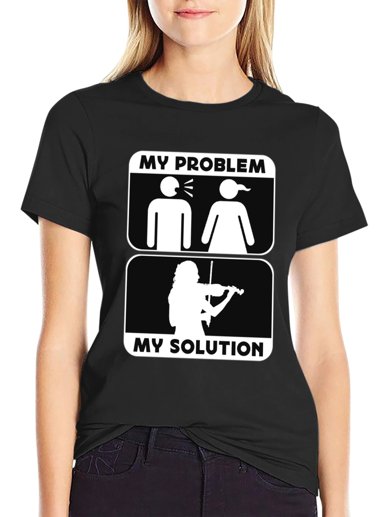 Black My Problem, My Solution T-Shirt, Violin Lover view 2