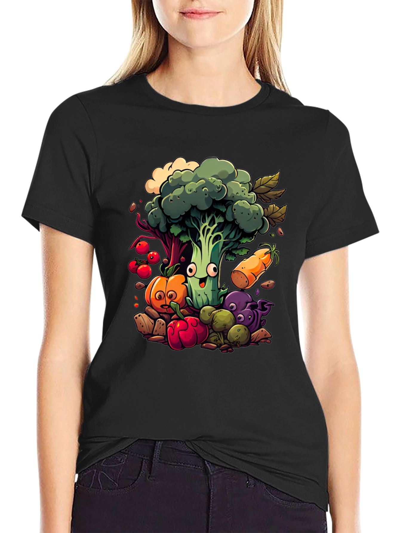 Vegetable Cartoon Graphic Tee - 2