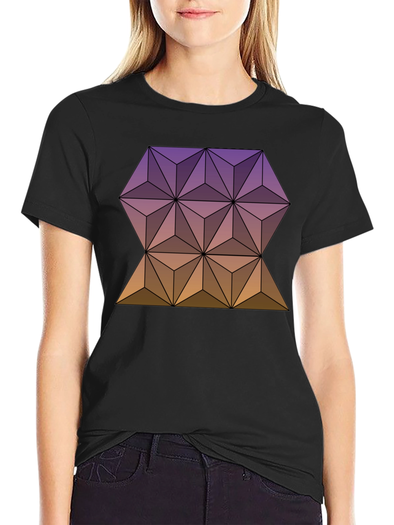 Black Geometric T-Shirt - Epcot Inspired Design view 2