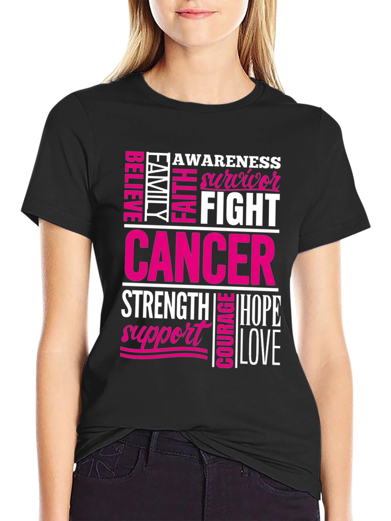 Black Cancer Awareness T-Shirt view 2