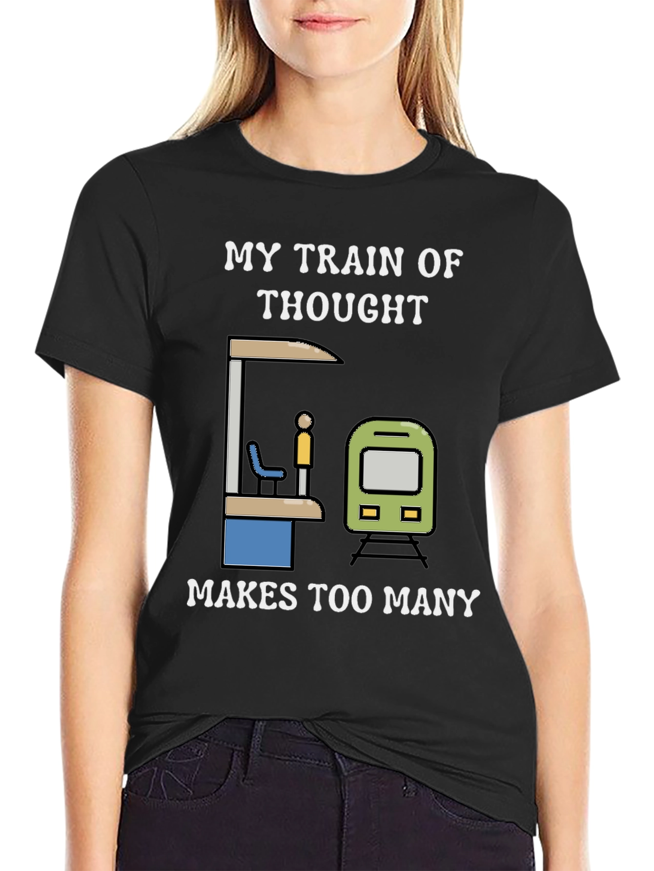 Black Train of Thought Graphic Tee view 2