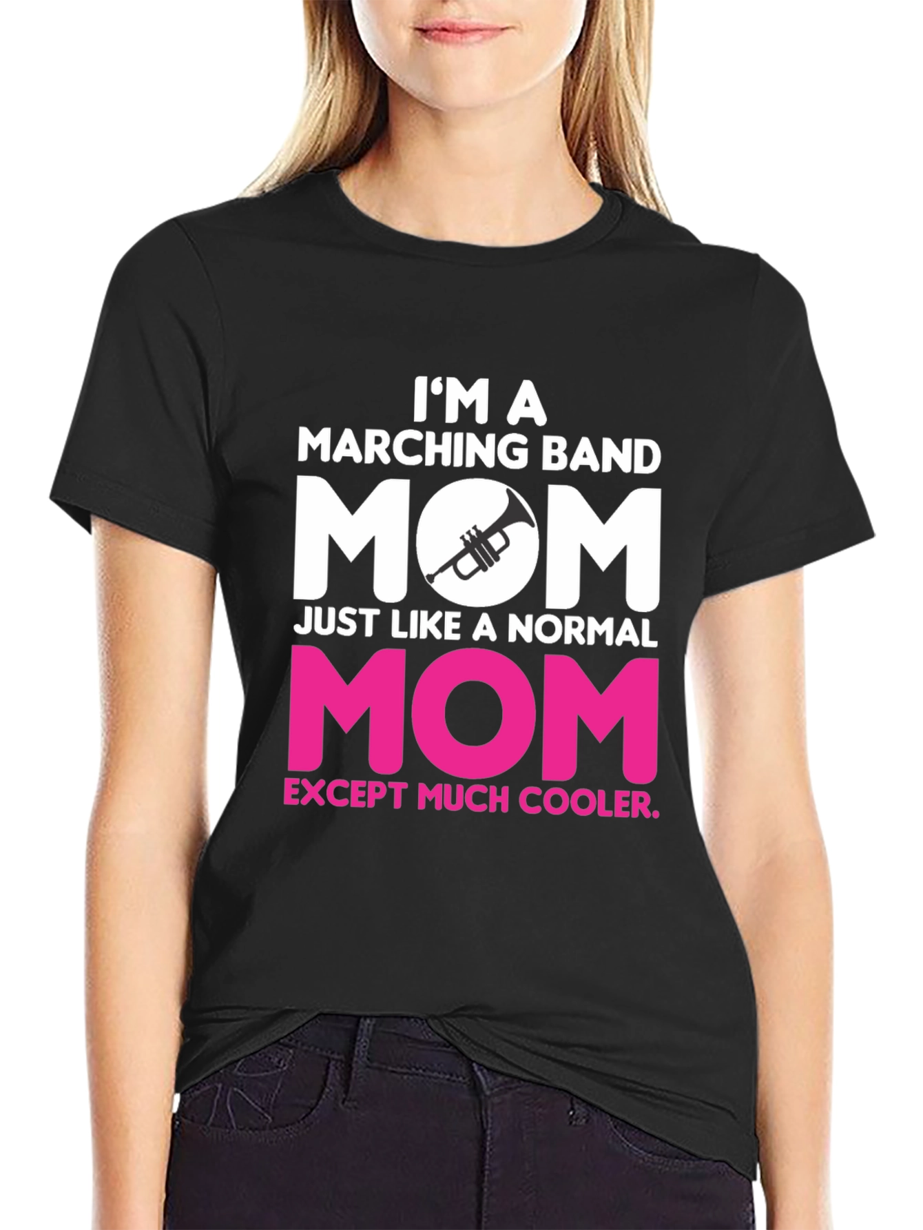 Black Marching Band Mom T-Shirt - Cooler Than Normal! view 2