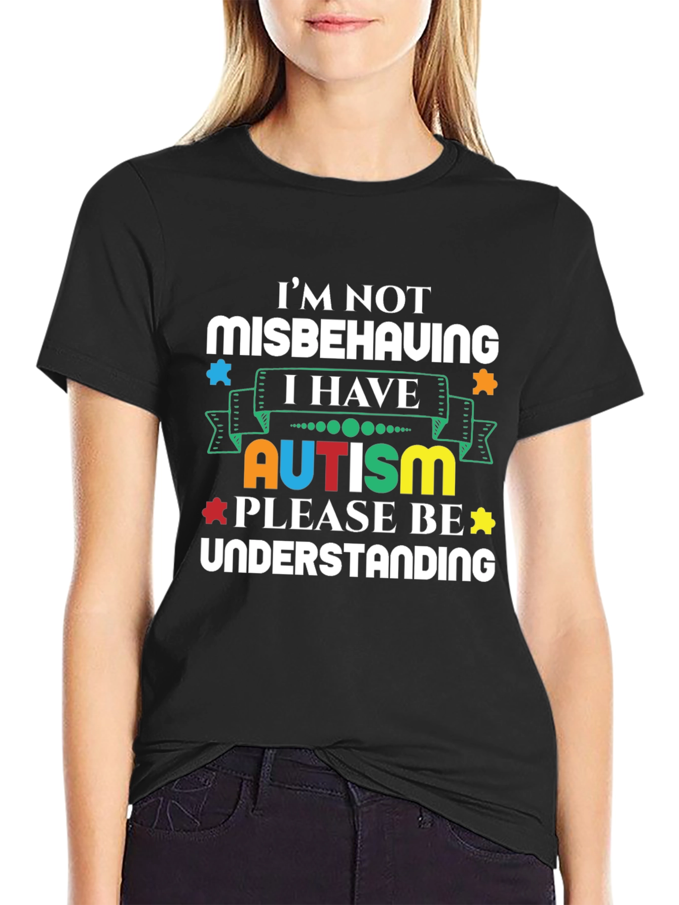 Black Autism Awareness Graphic T-Shirt view 2