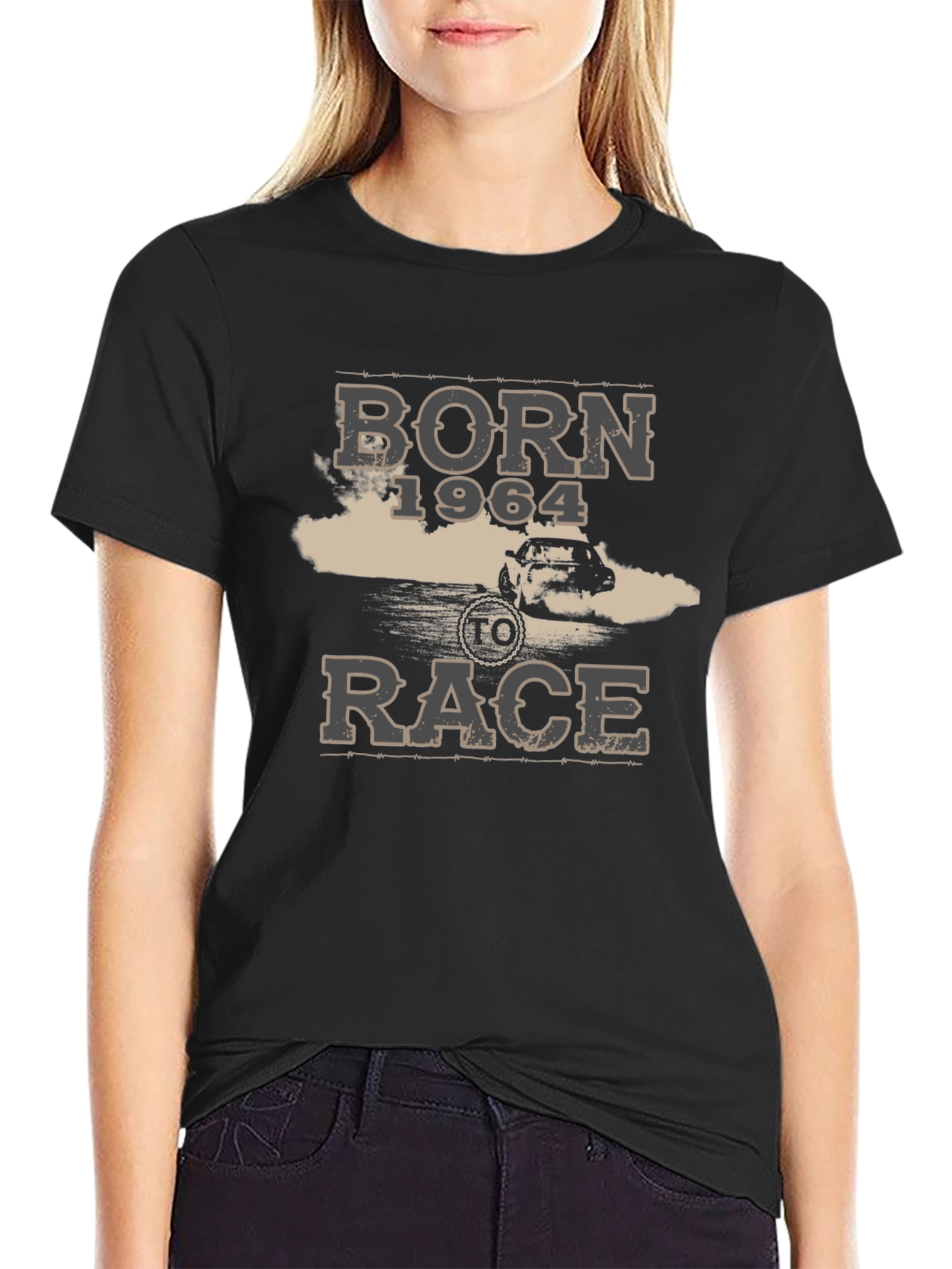 Black Born 1964 to Race Black Graphic T-Shirt view 2