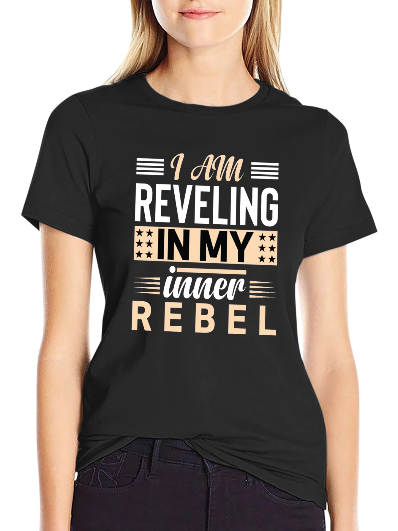 Black Inner Rebel T-Shirt - Black Crew Neck Tee view 2