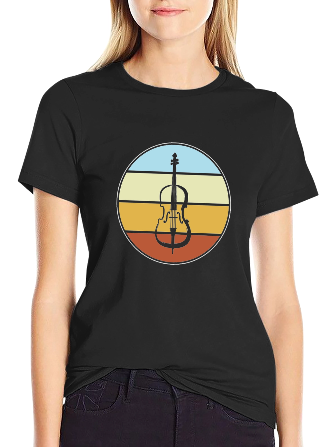 Black Retro Cello T-Shirt - Musician Style view 2
