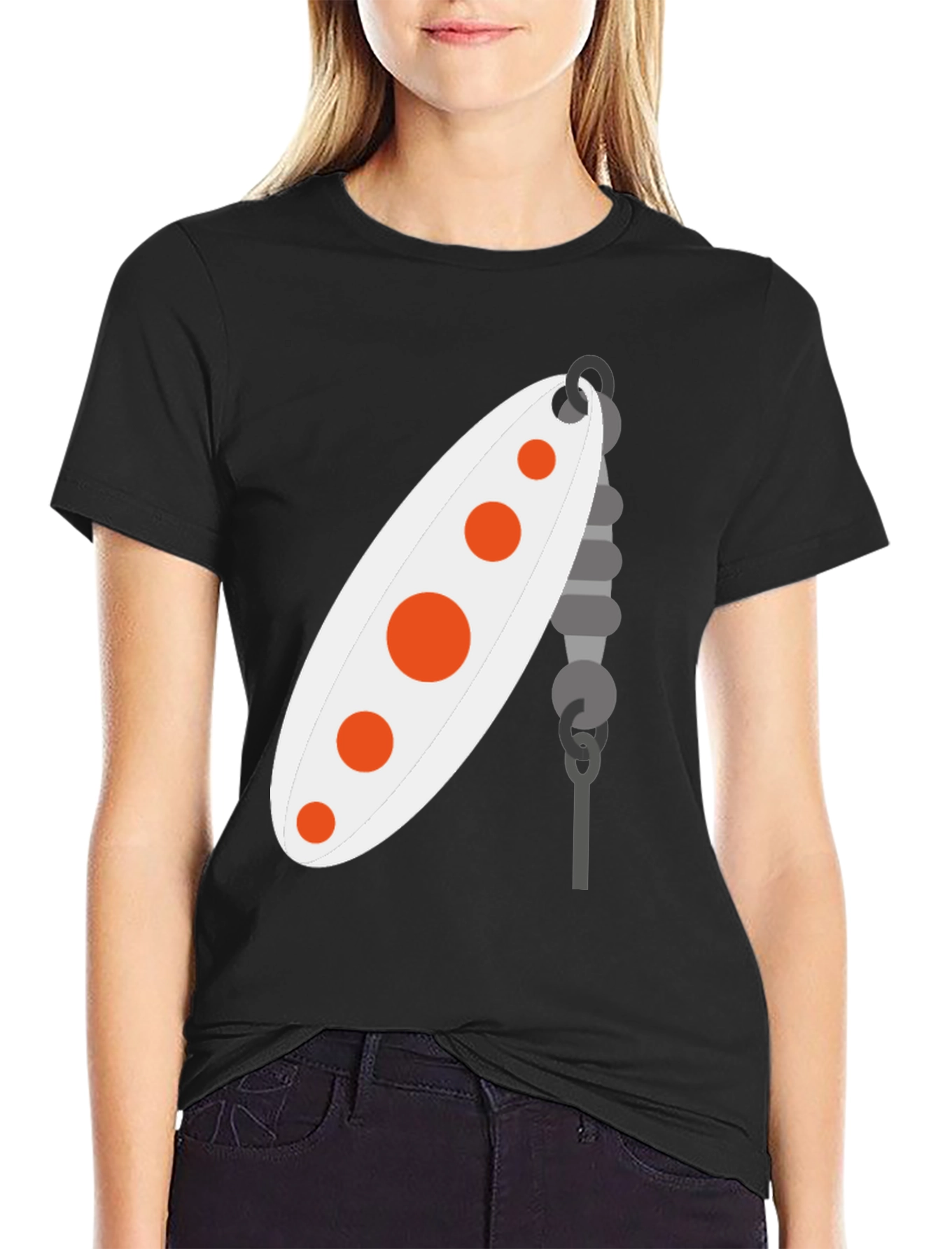 Black Fishing Lure Graphic Tee - Black Cotton T-Shirt view 2