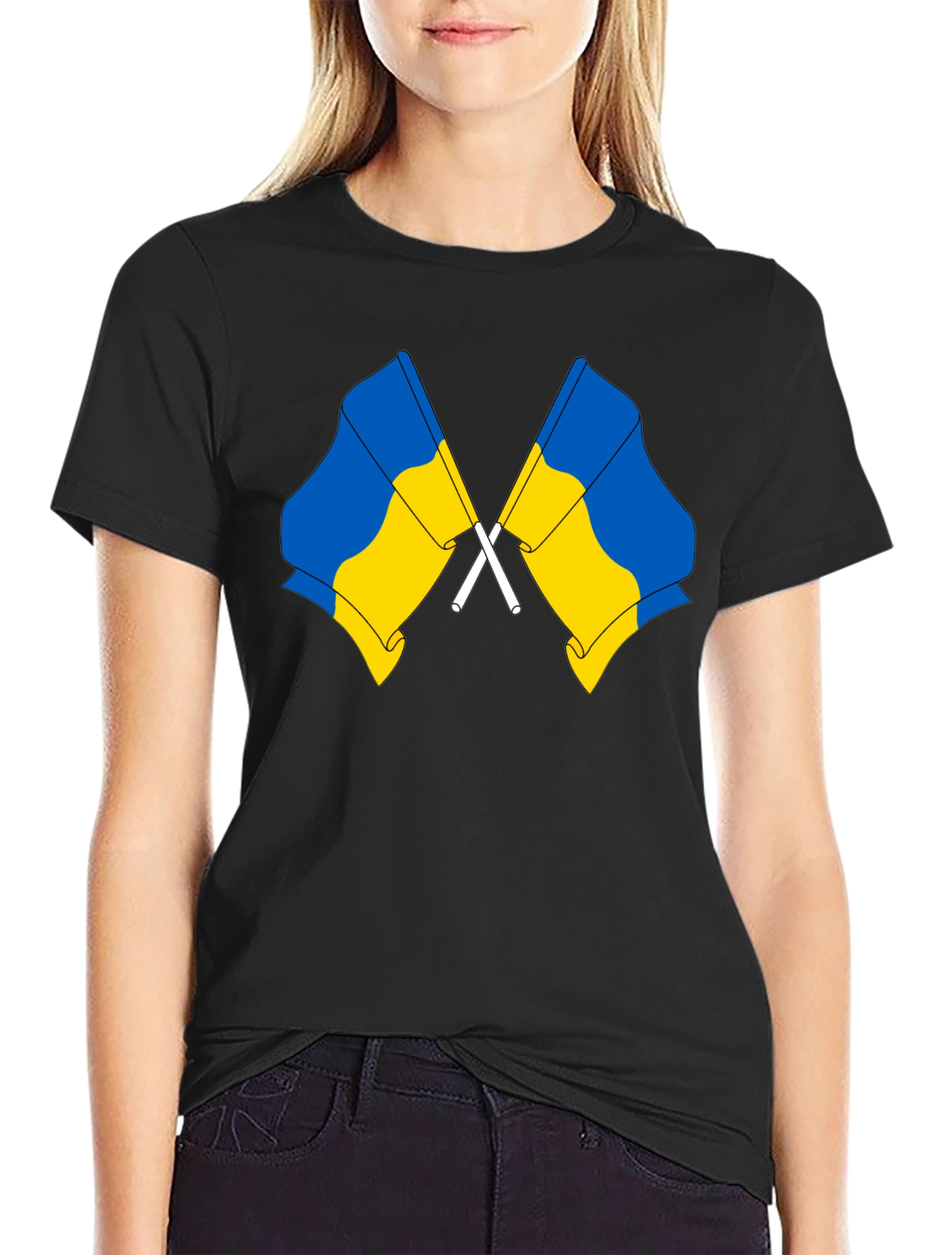 Black Ukraine Flags T-Shirt view 2