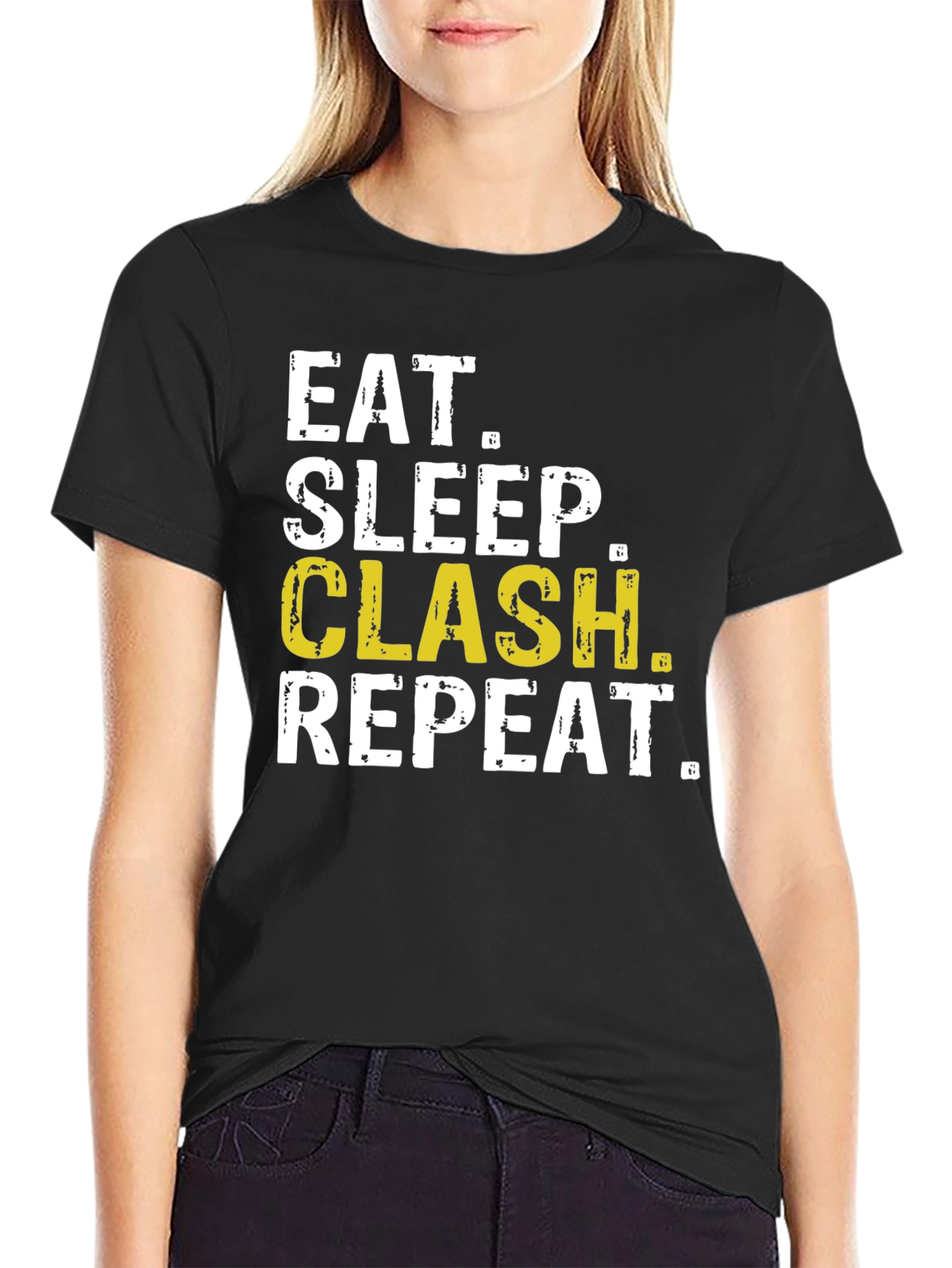 Black Eat Sleep Clash Repeat Black T-Shirt view 2