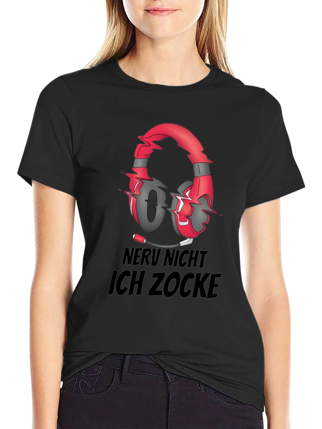 Black Nerv Nicht Ich Zocke T-Shirt Gaming Headset view 2