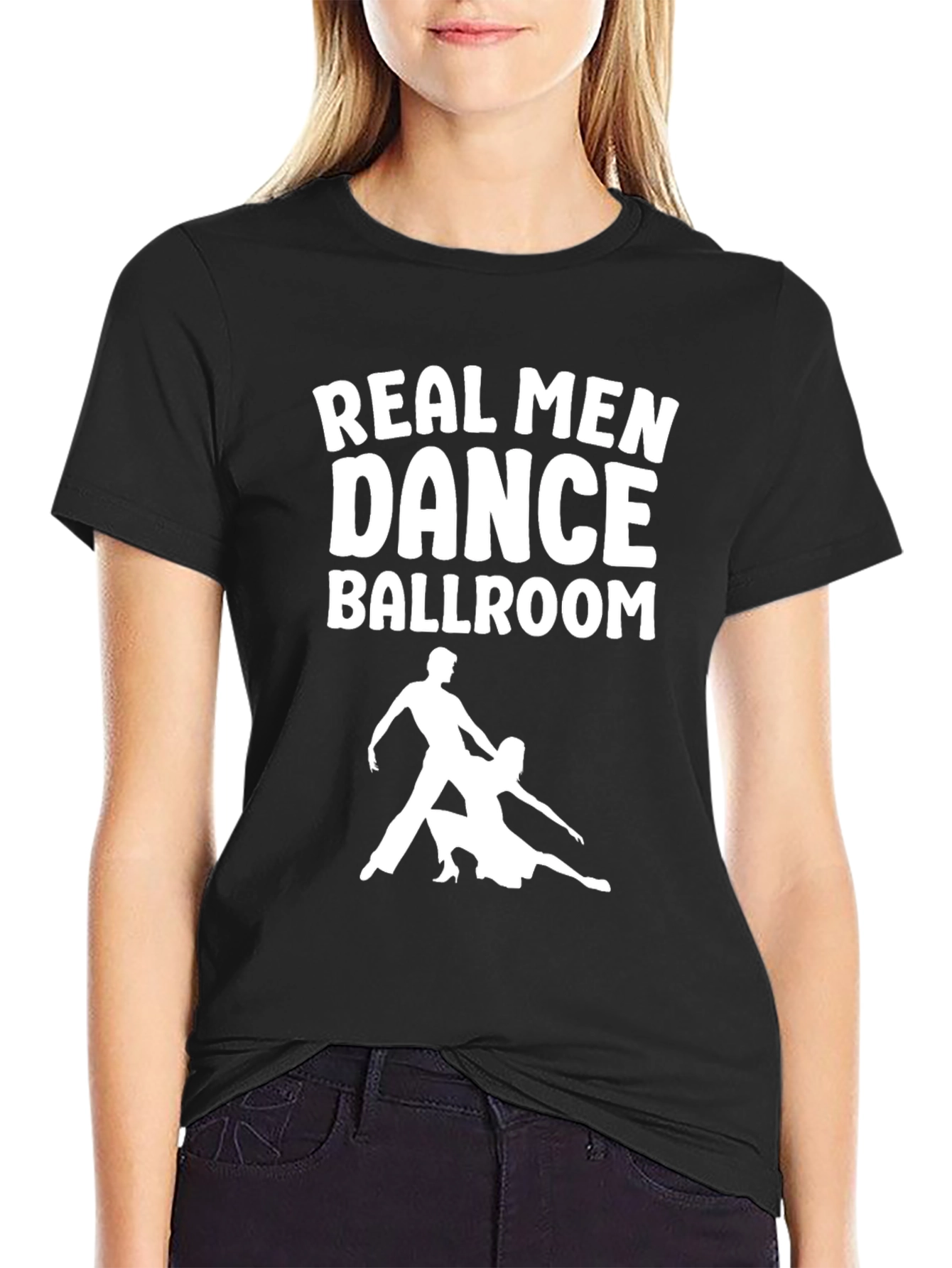 Black Real Men Dance Ballroom T-Shirt - Black view 2
