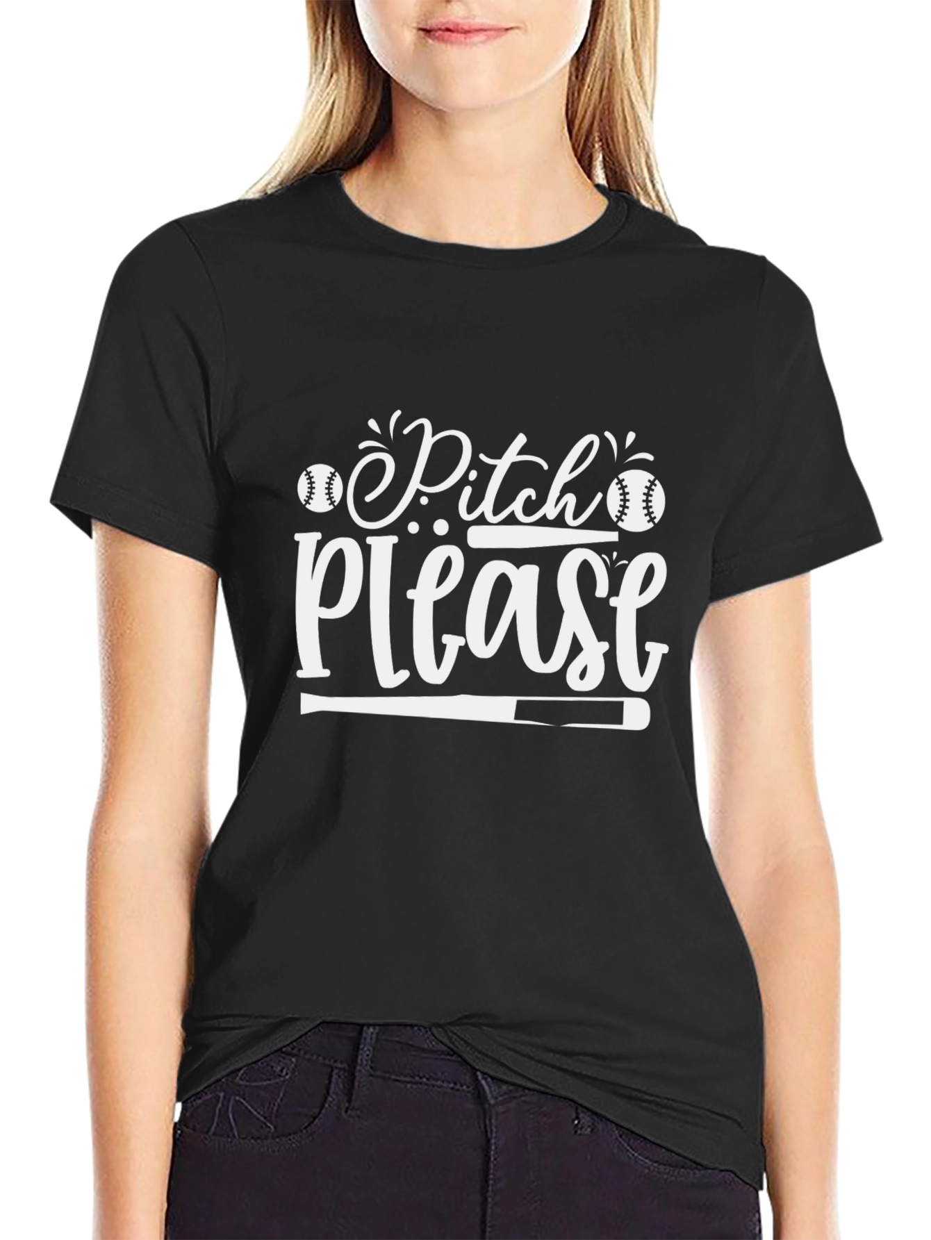 Black Pitch Please Baseball Graphic Tee view 2