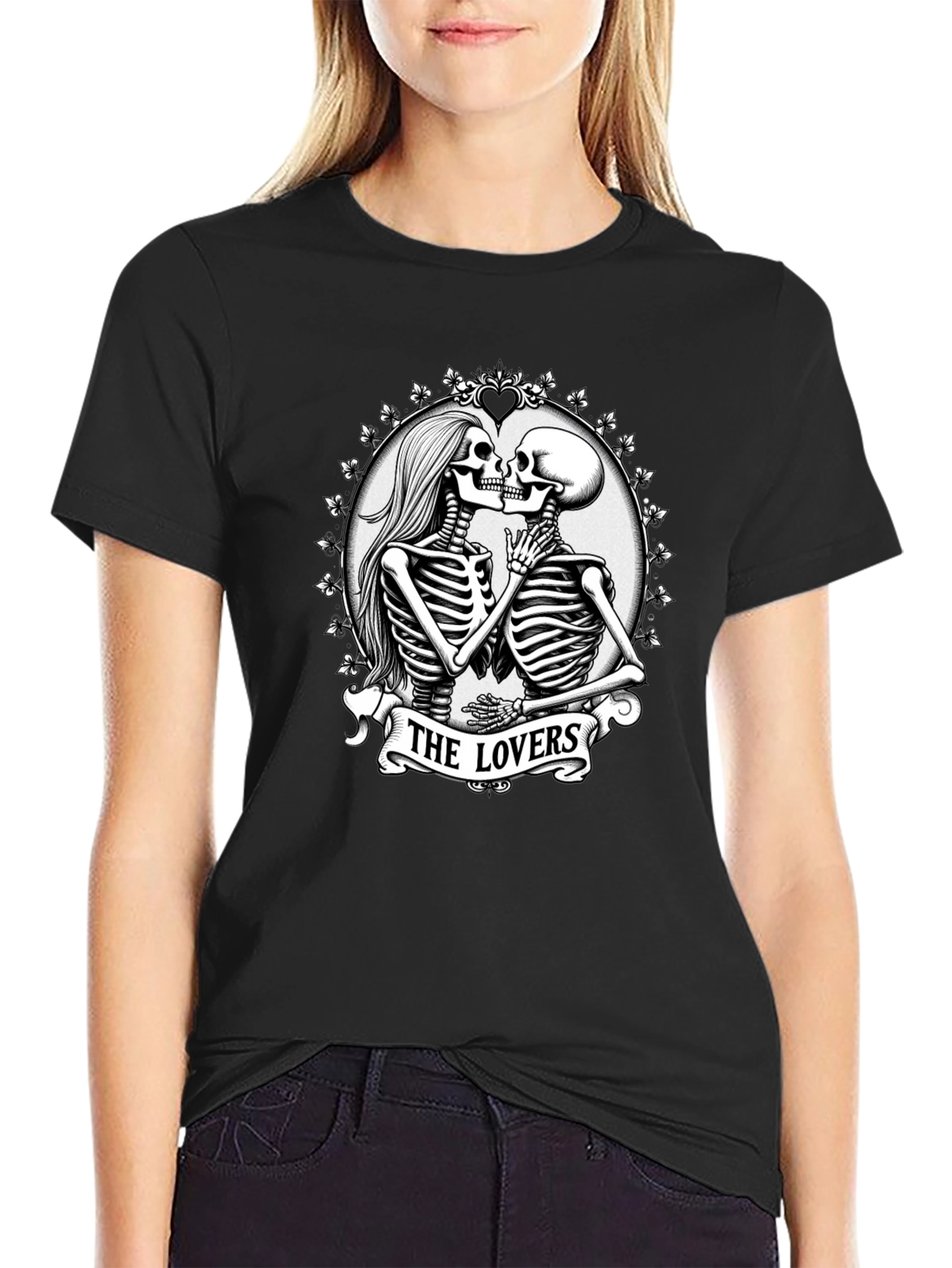 The Lovers Skeleton Graphic T-Shirt - Gothic Romance Tee - 2