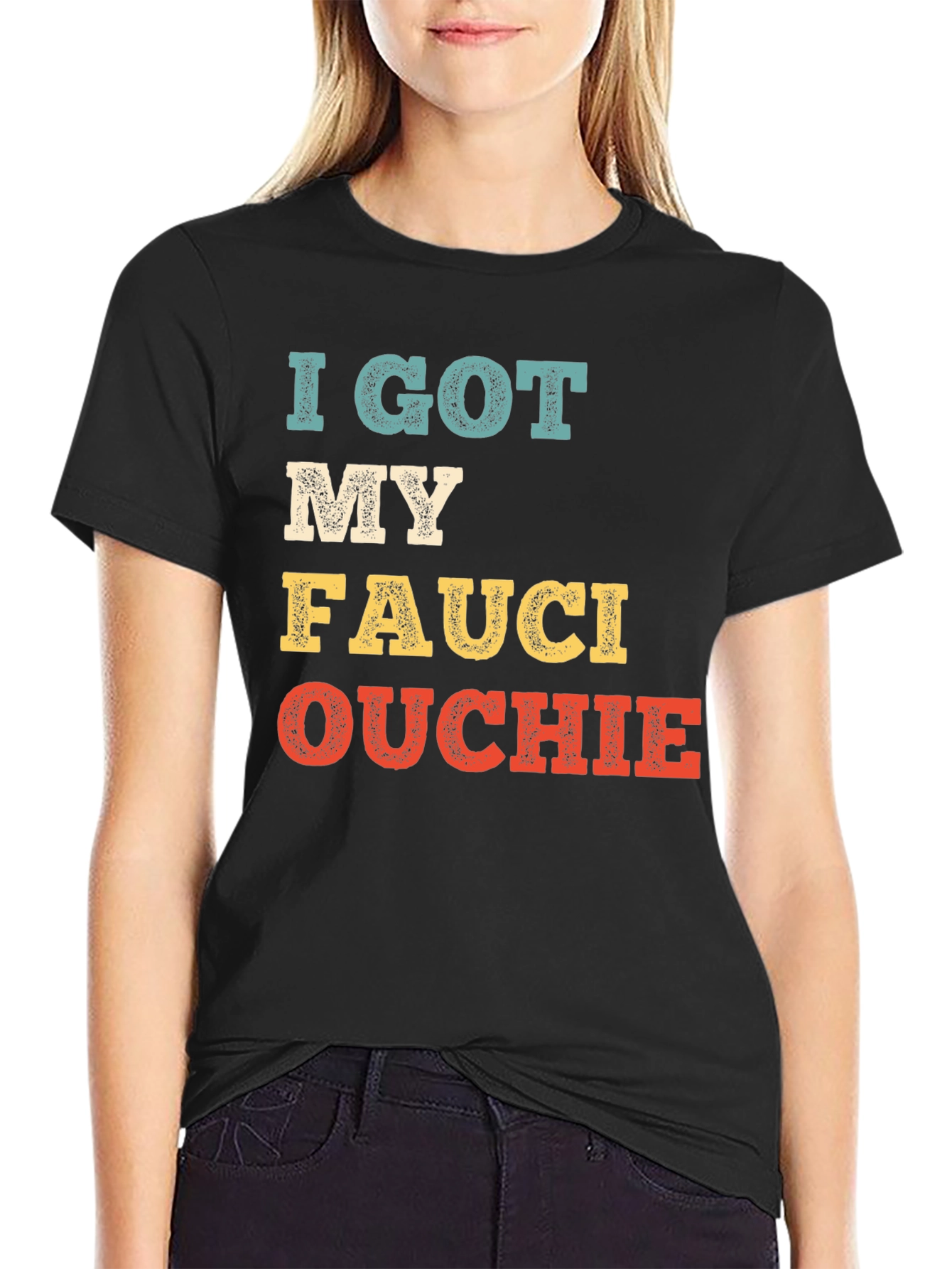 Black I Got My Fauci Ouchie T-Shirt view 2