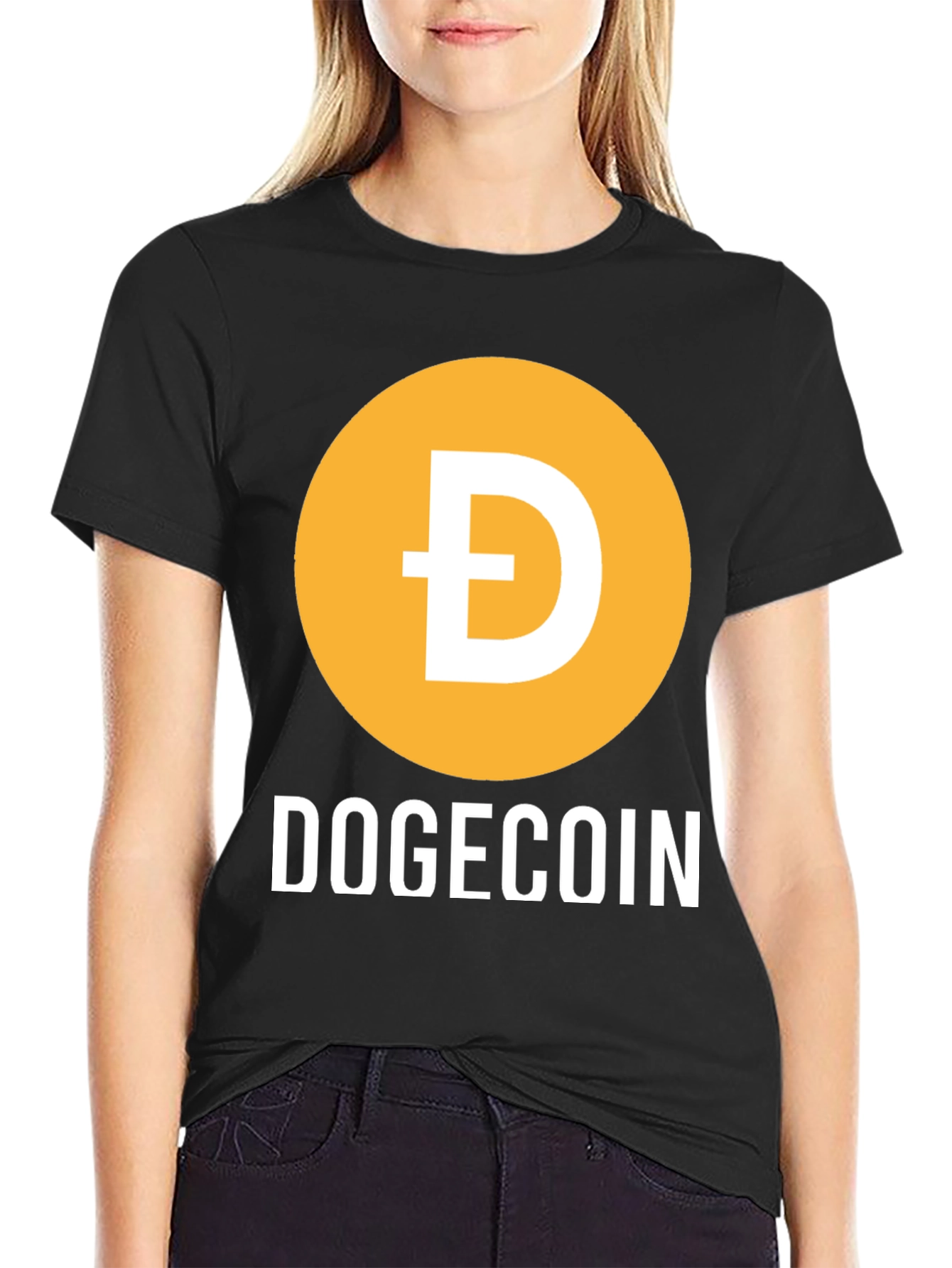 Black Dogecoin Crypto T-Shirt - Meme Coin Tee view 2