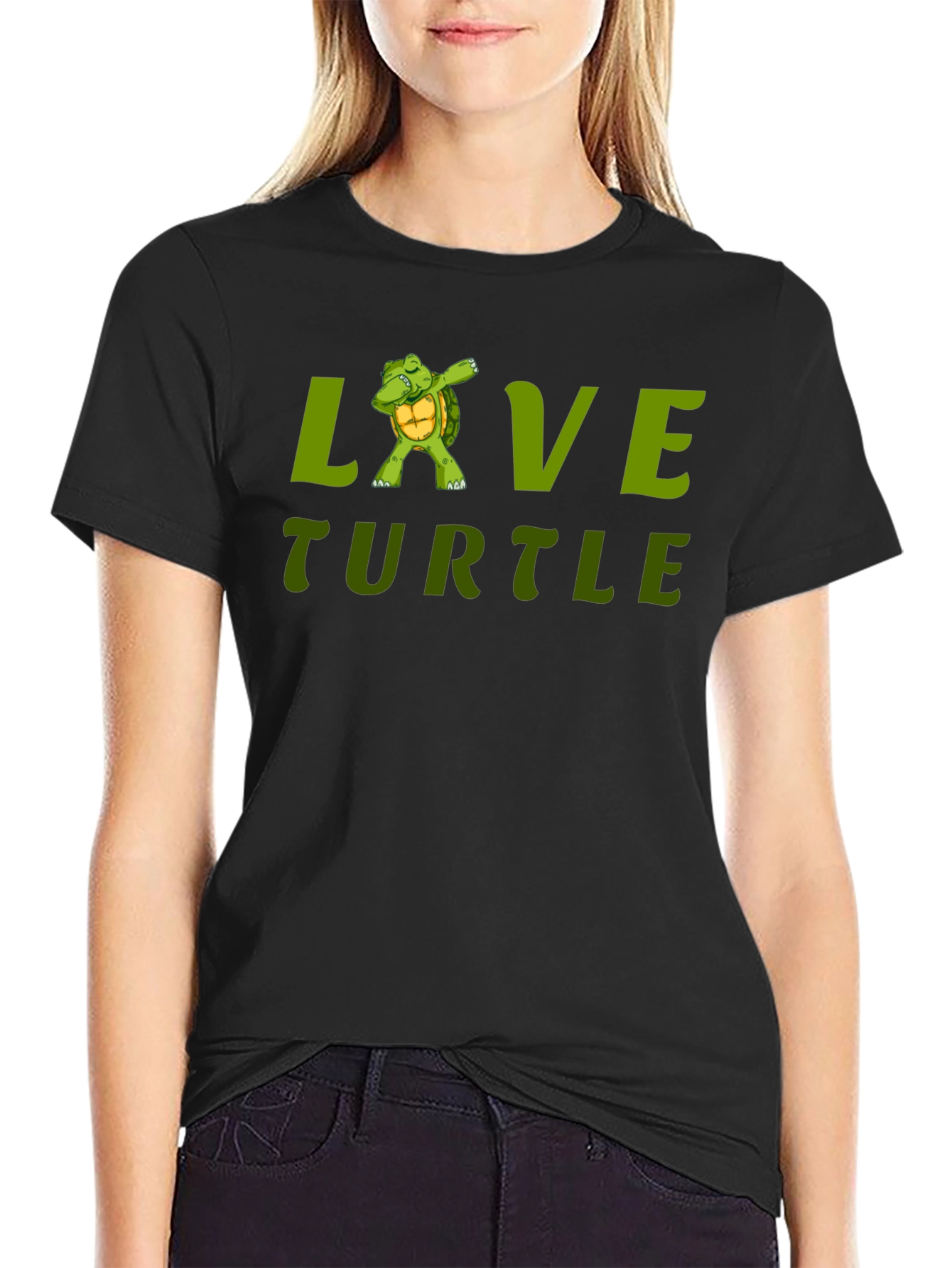 Black Love Turtle Black T-Shirt view 2