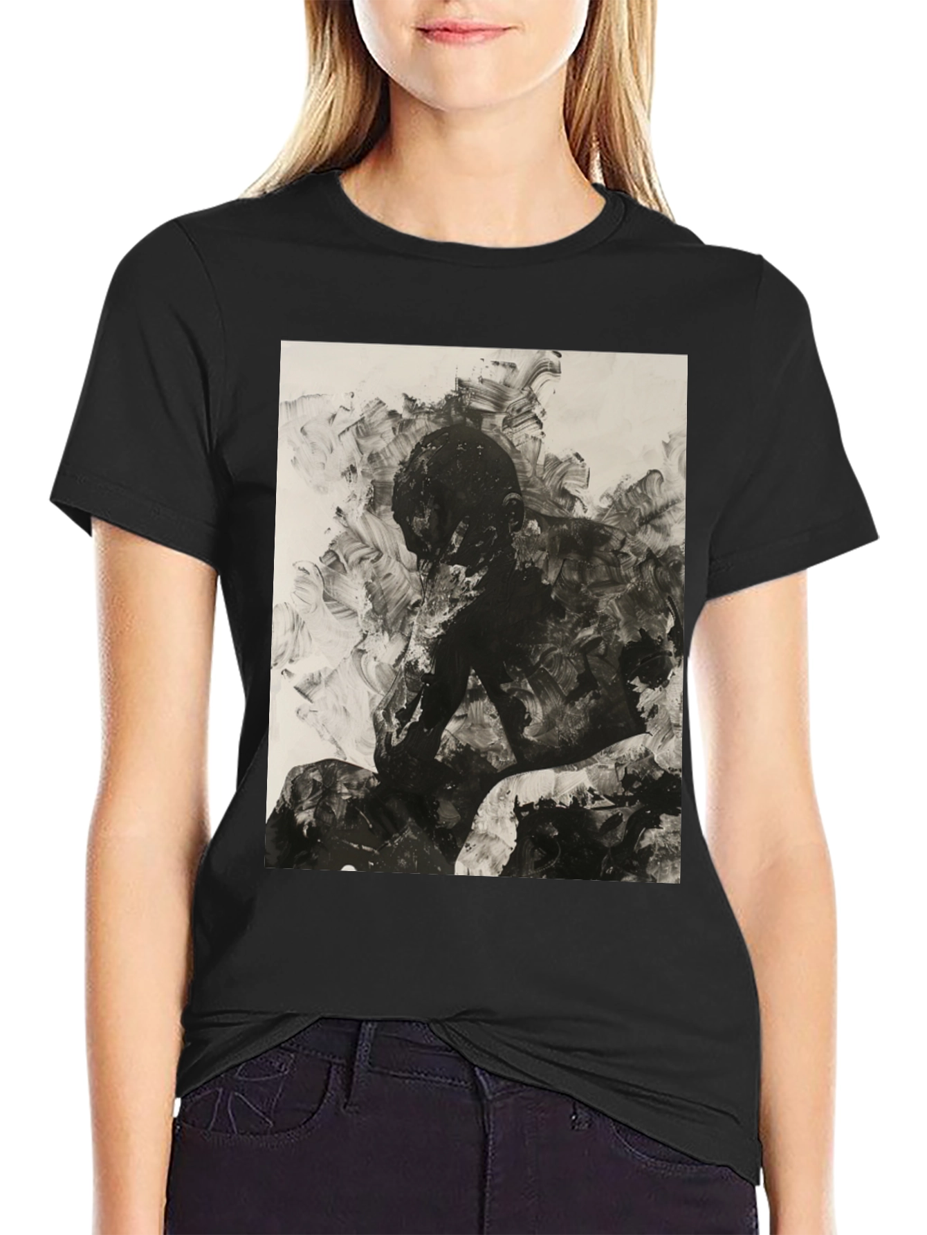 Black Abstract Art Black T-Shirt view 2