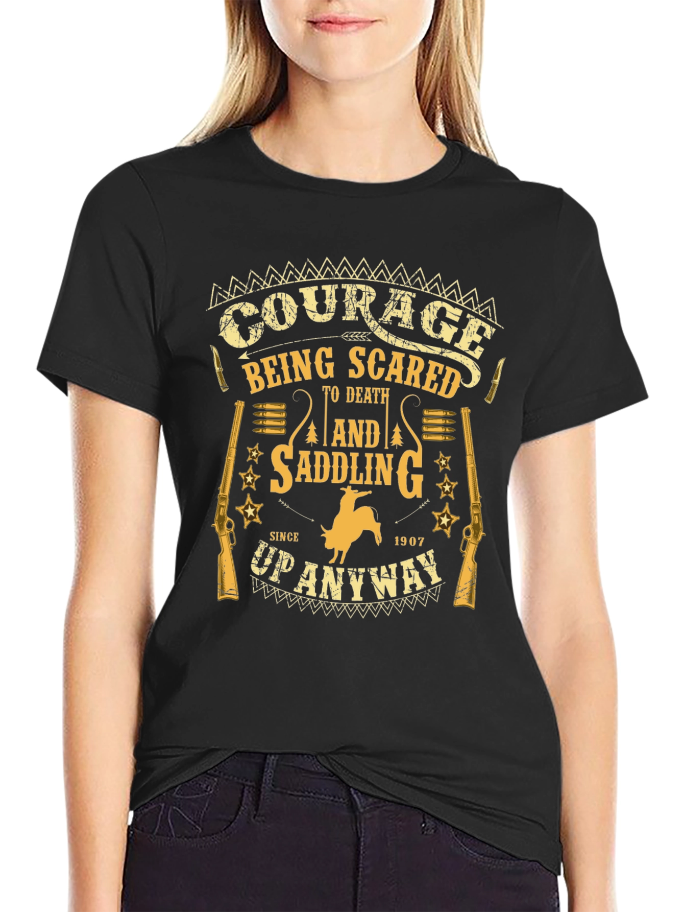Black Courage Rodeo Graphic Tee - Black Cotton Blend view 2