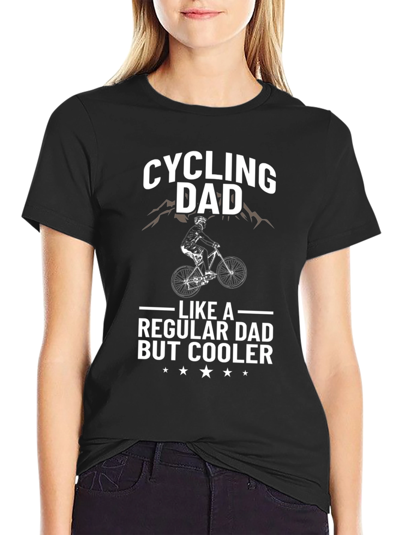 Black Cycling Dad T-Shirt - Regular Dad But Cooler view 2