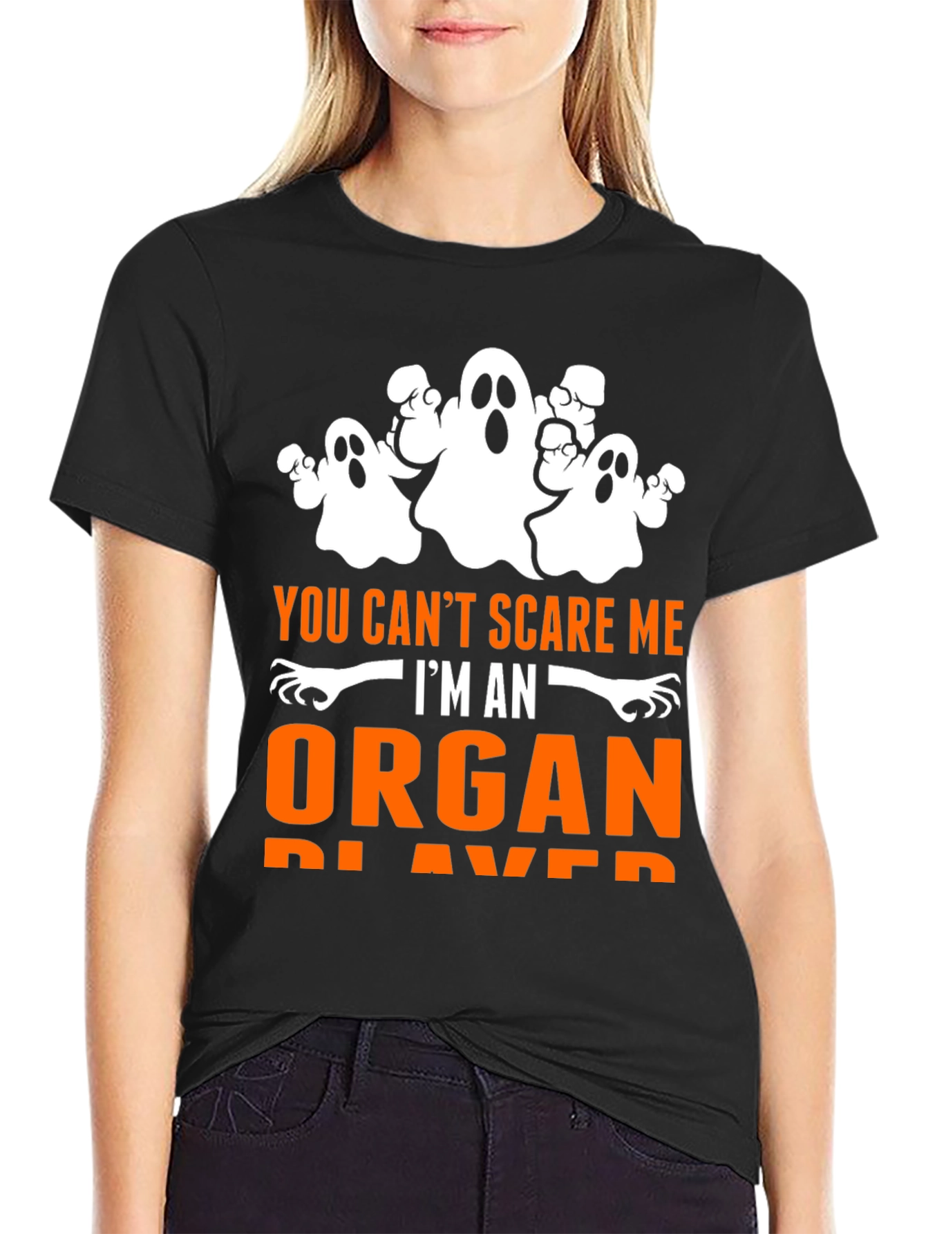 Black Funny Organ Player Halloween T-Shirt  view 2