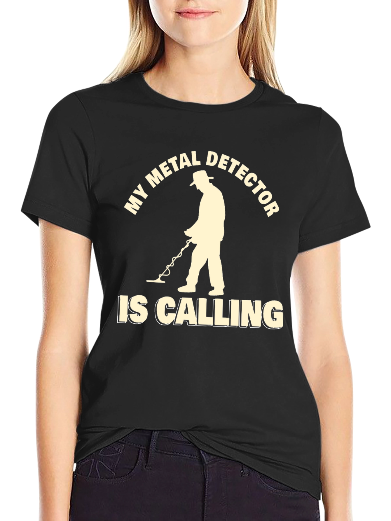 Black Metal Detector Calling T-Shirt view 2