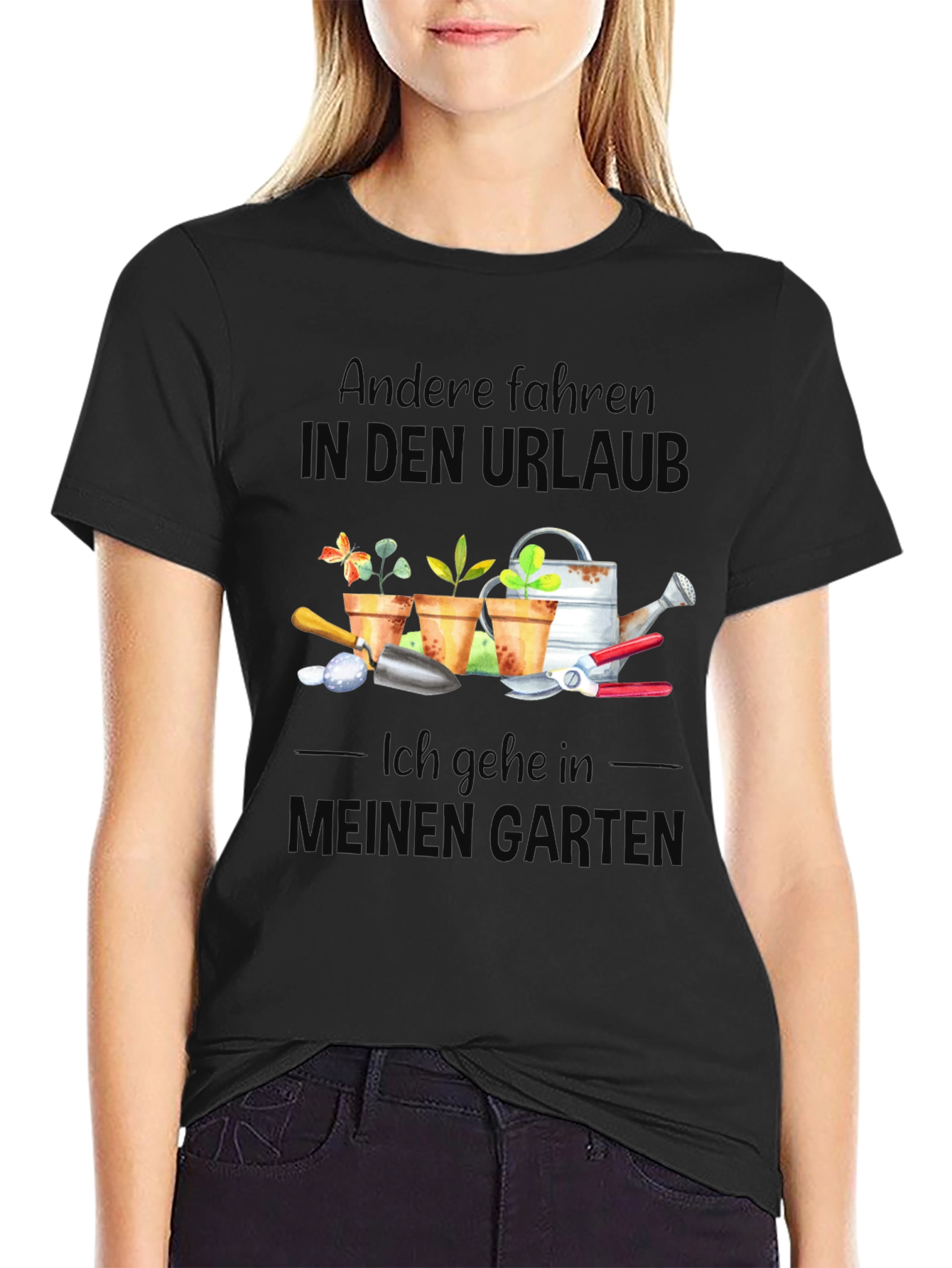 Black Gardening Hobby T-Shirt: My Happy Place view 2