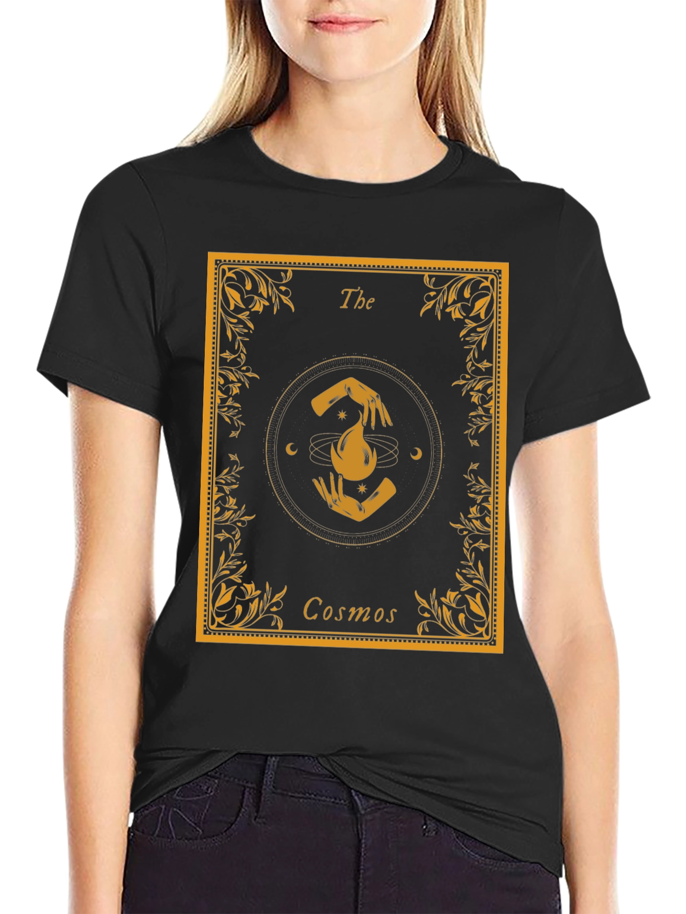Black The Cosmos Graphic T-Shirt - Unisex Black Tee view 2