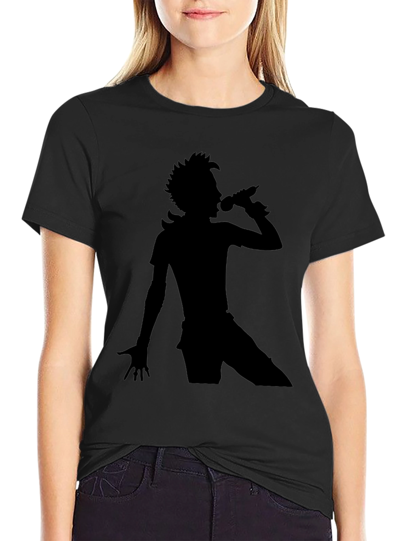 Black Silhouette Singer Black T-Shirt view 2