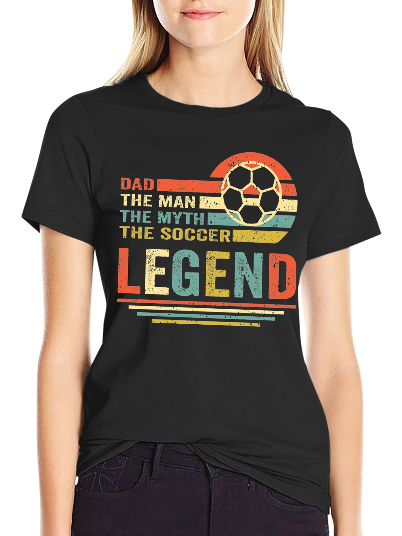 Black Dad Soccer Legend T-Shirt view 2