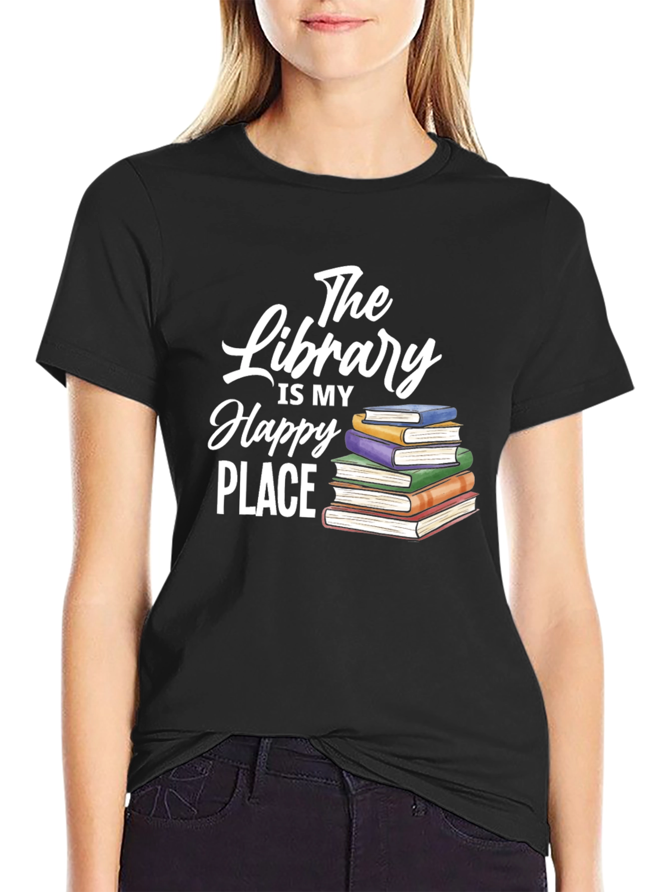 Black Library Is My Happy Place T-Shirt view 2