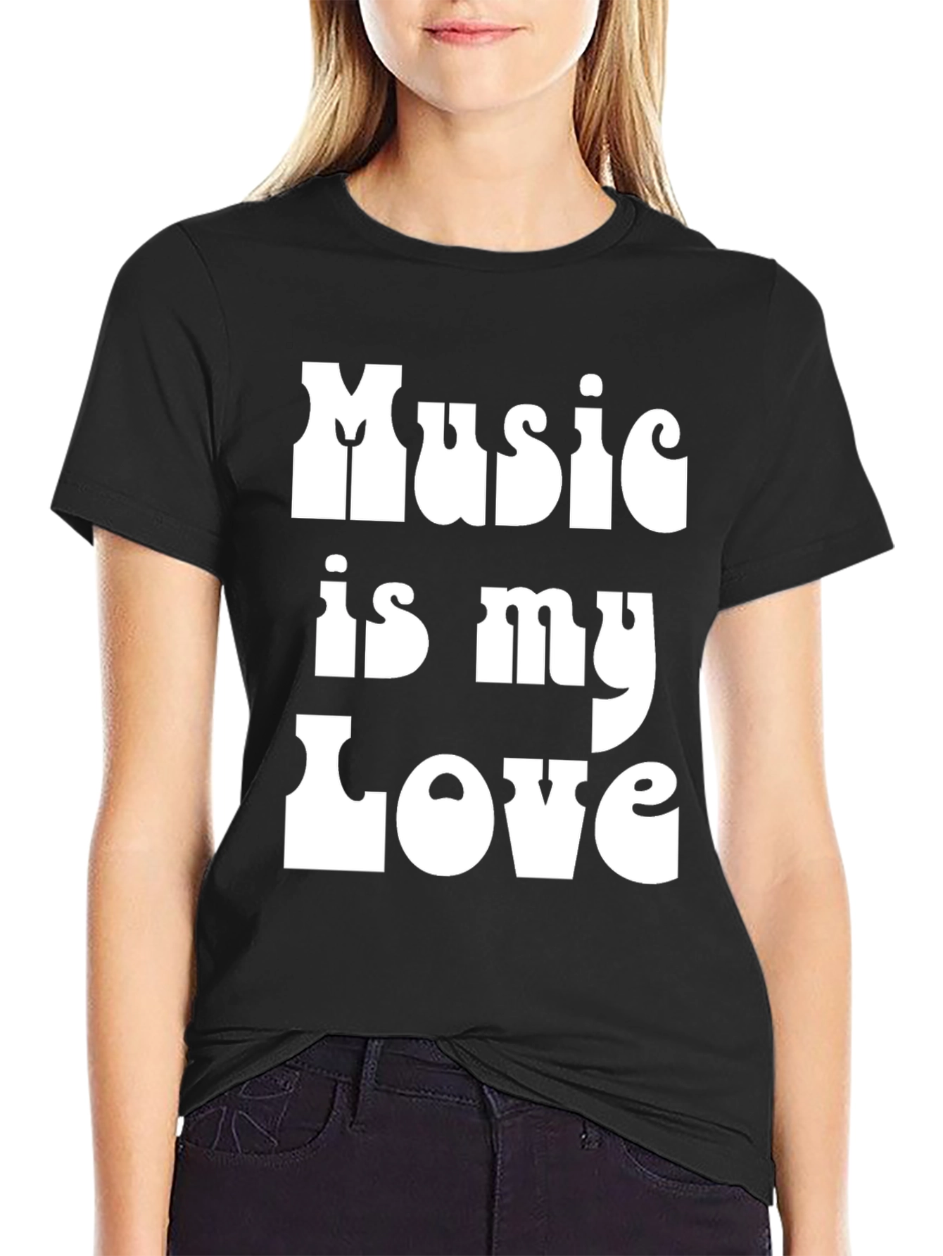 Black Music is My Love Black Graphic Tee view 2