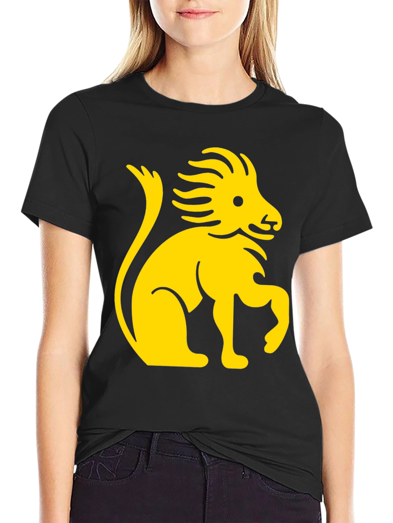 Black Lion Graphic Print Black Cotton T-Shirt view 2